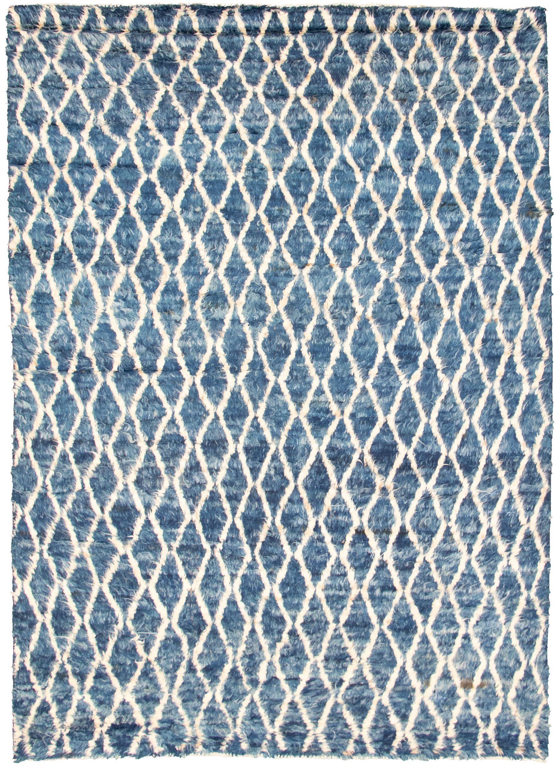 Hand-knotted Abstract Lahore Legacy Navy Blue Wool Rug 6'8" x 9'3" Size: 6'8" x 9'3"  