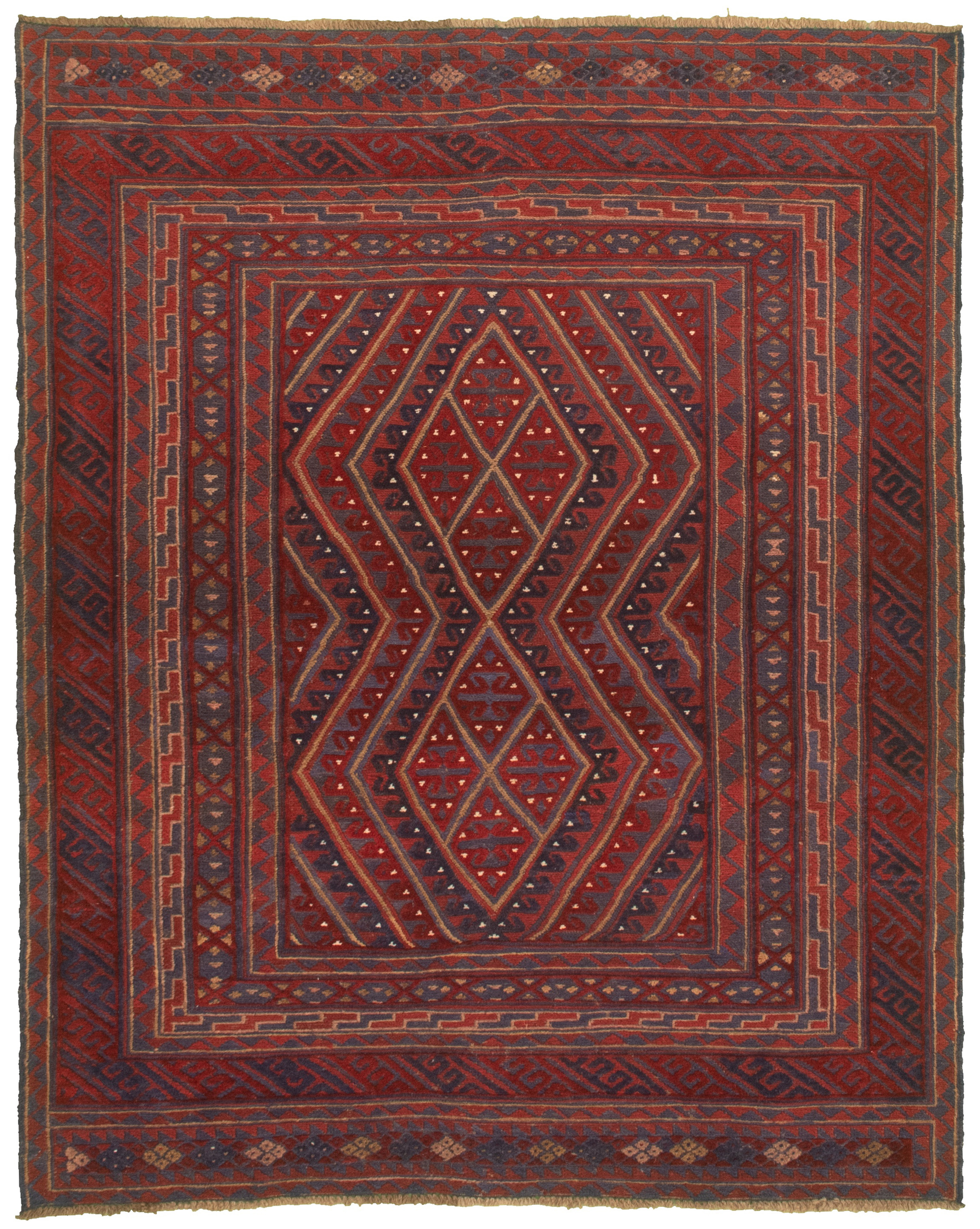 Hand-knotted Tajik Red Wool Rug 5'0" x 6'5" Size: 5'0" x 6'5"  