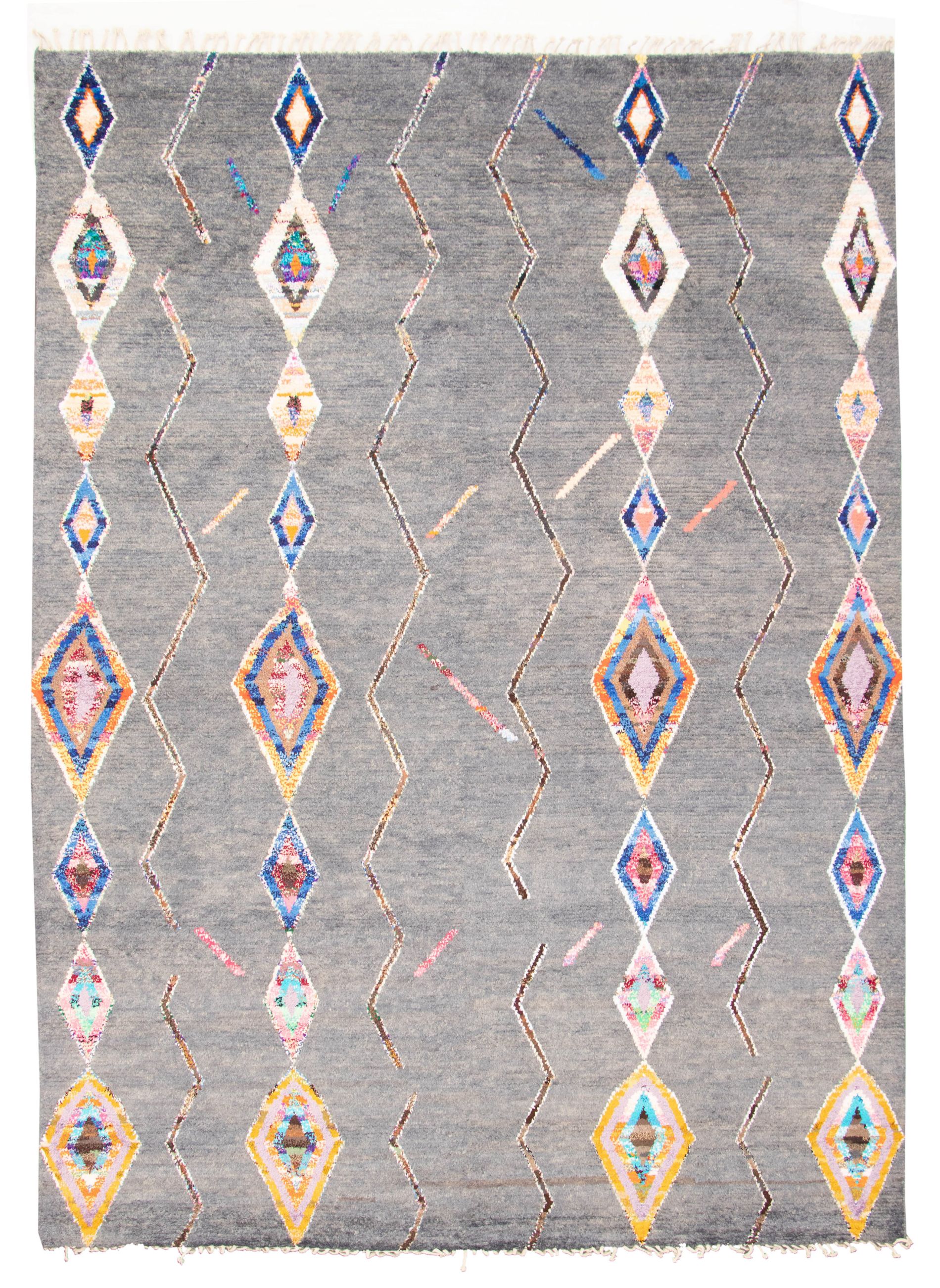 Hand-knotted Marrakech Grey Wool Rug 9'0" x 12'5" Size: 9'0" x 12'5"  