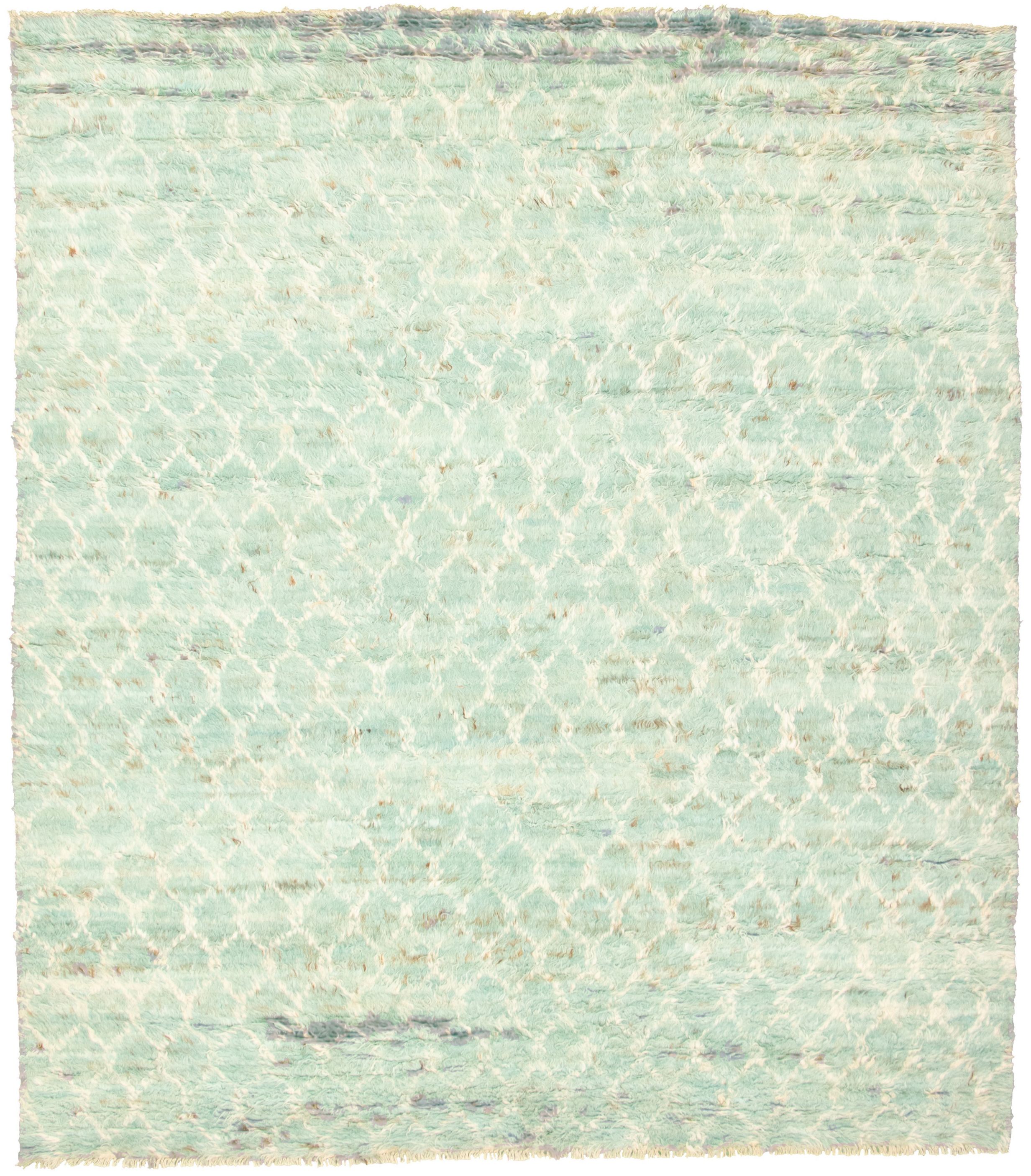 Hand-knotted Abstract Lahore Legacy Light Blue  Wool Rug 8'4" x 9'5" Size: 8'4" x 9'5"  