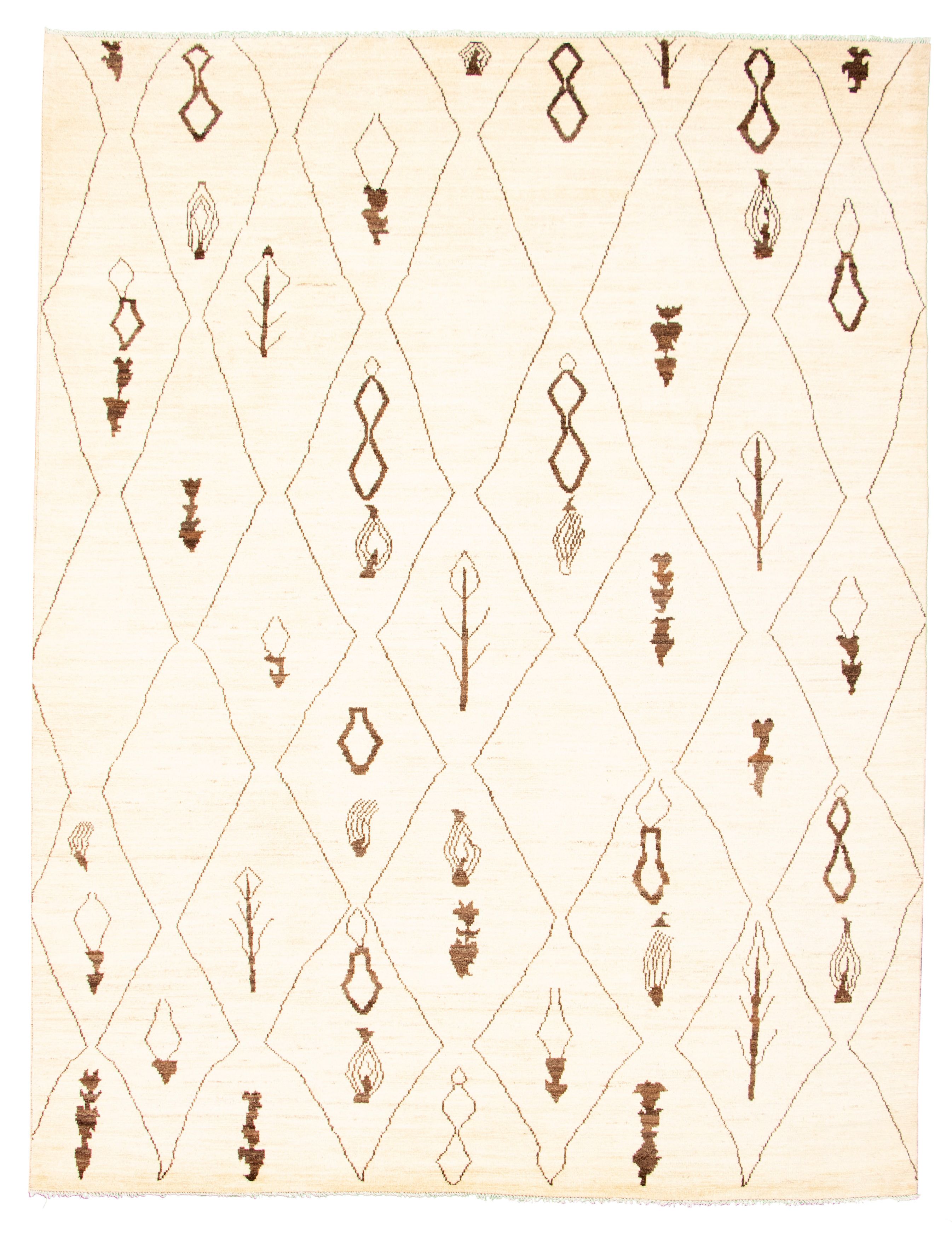 Hand-knotted Marrakech Cream Wool Rug 8'1" x 9'5" Size: 8'1" x 9'5"  