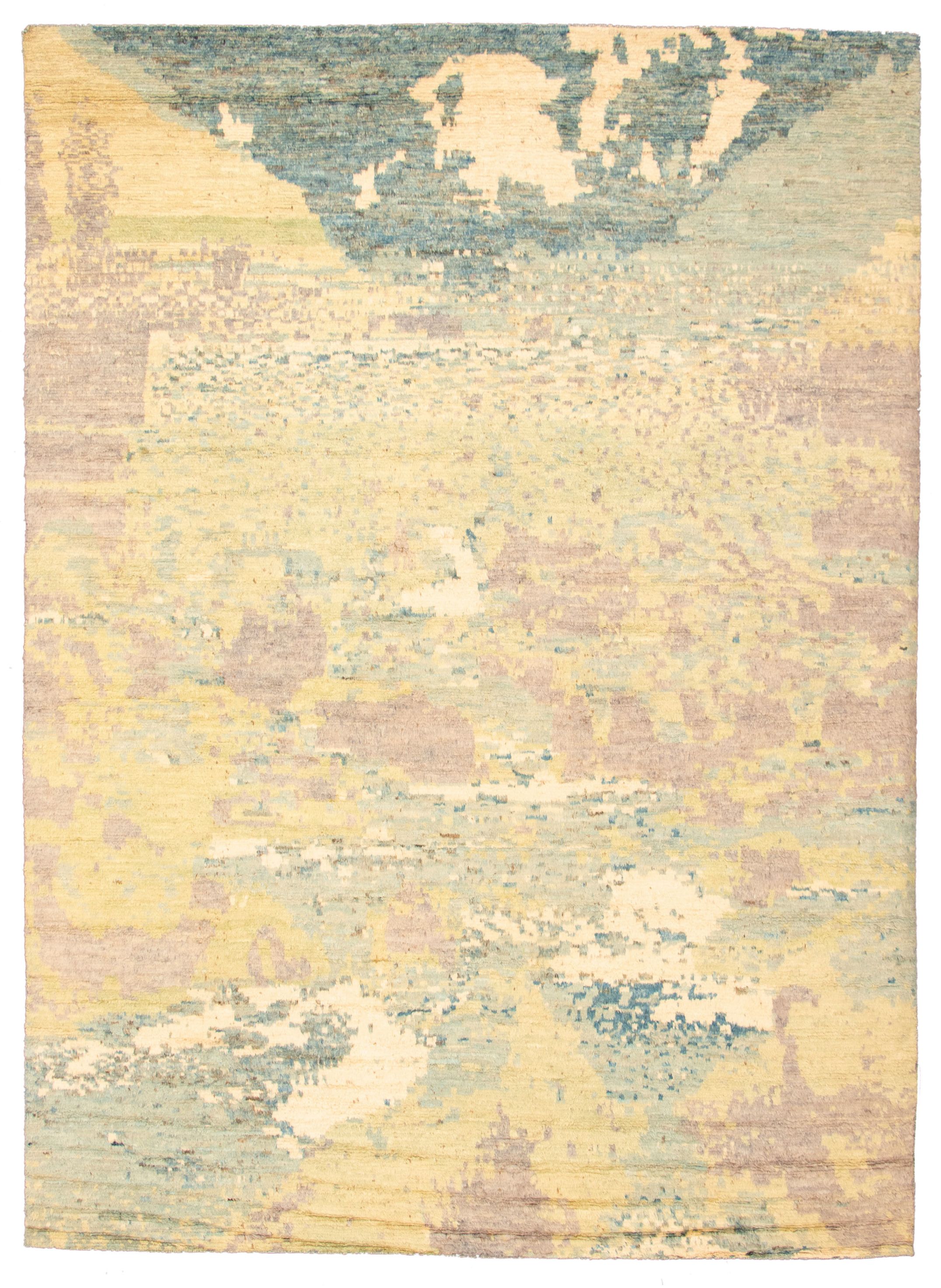 Hand-knotted Abstract Lahore Legacy Khaki Wool Rug 9'4" x 12'9" Size: 9'4" x 12'9"  