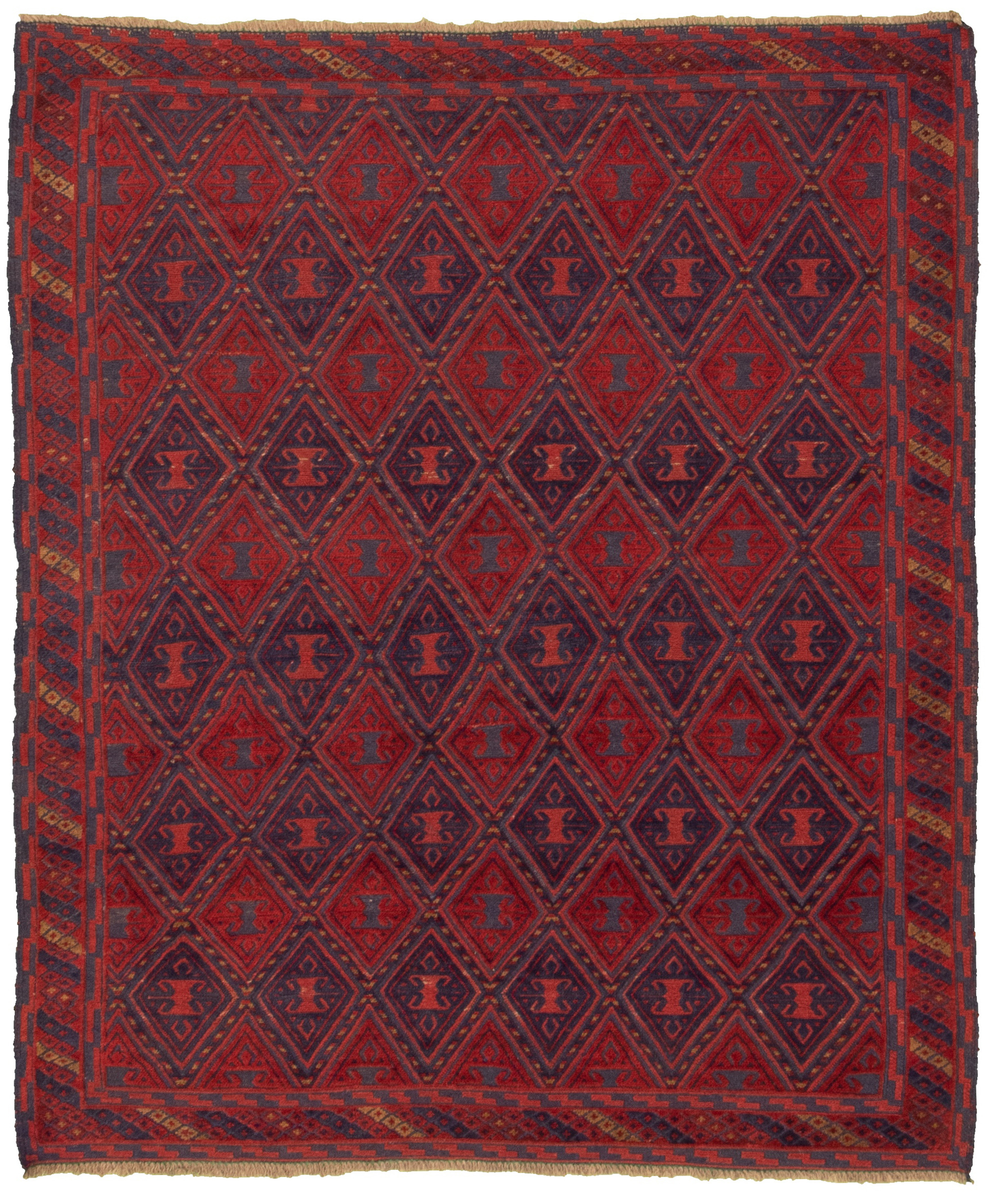 Hand-knotted Tajik Caucasian Dark Red Wool Rug 5'0" x 6'0"  Size: 5'0" x 6'0"  