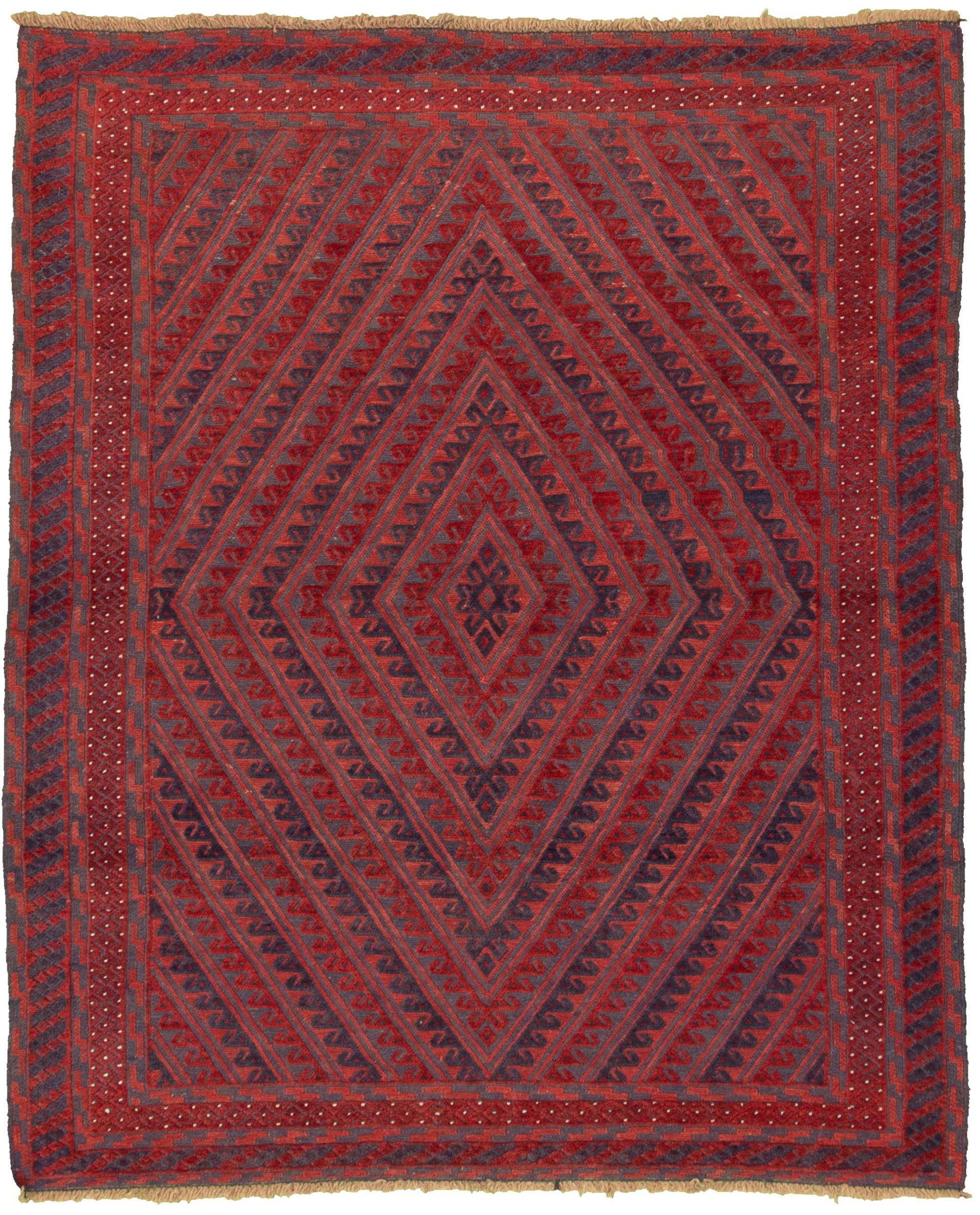 Hand-knotted Tajik Dark Red Wool Rug 5'1" x 6'2" Size: 5'1" x 6'2"  