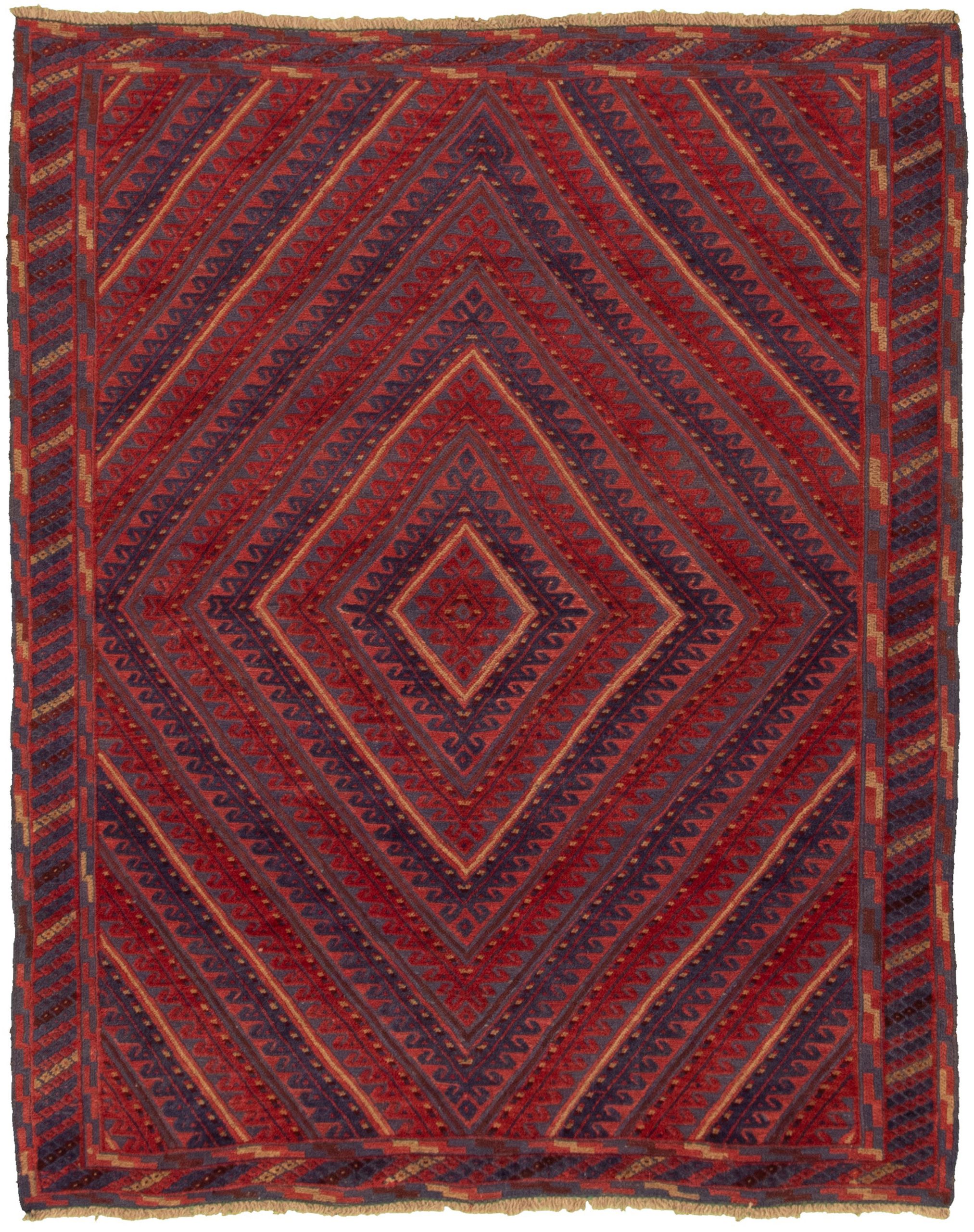Hand-knotted Tajik Dark Red Wool Rug 5'0" x 6'4" Size: 5'0" x 6'4"  