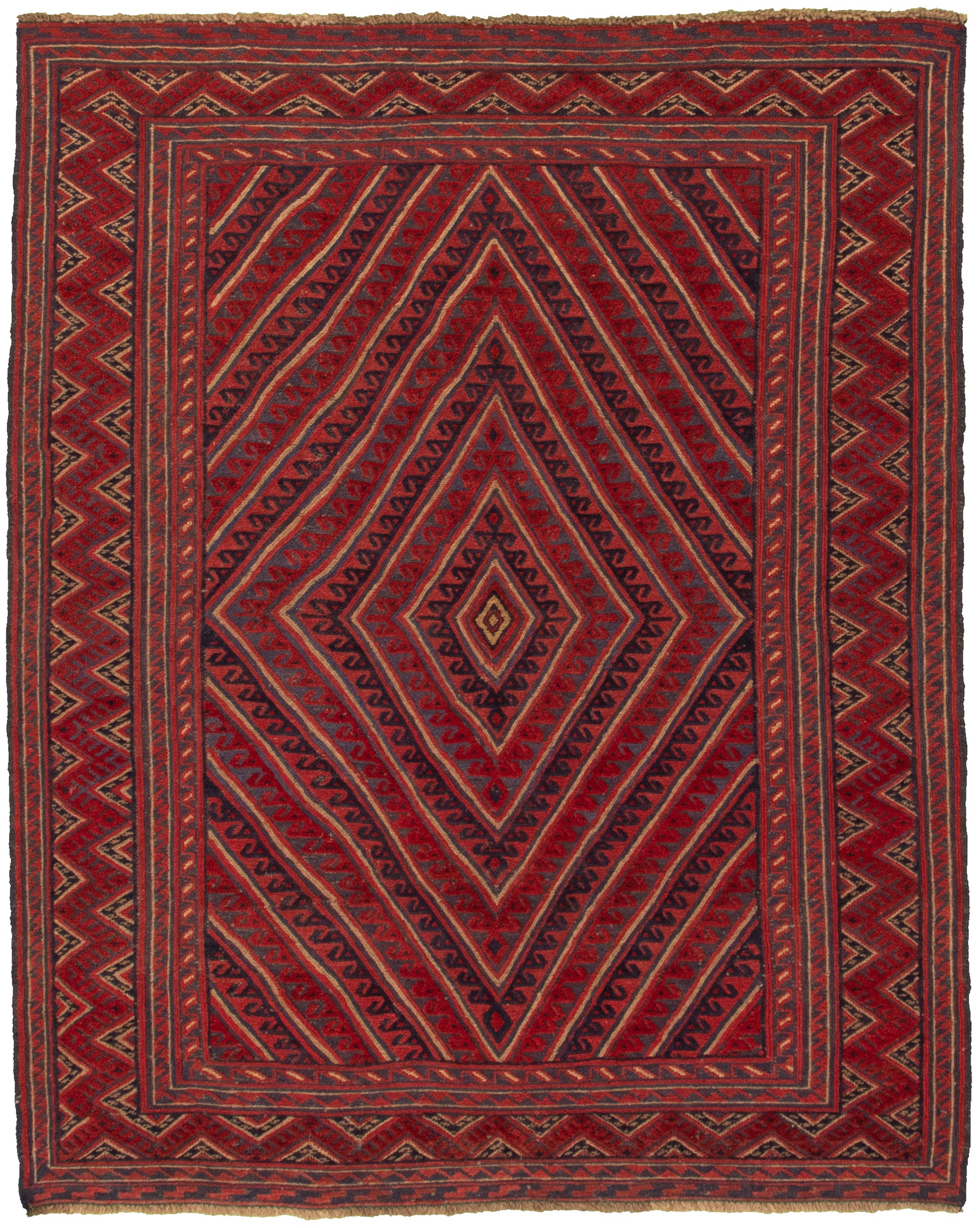 Hand-knotted Tajik Dark Red Wool Rug 5'1" x 6'4" Size: 5'1" x 6'4"  