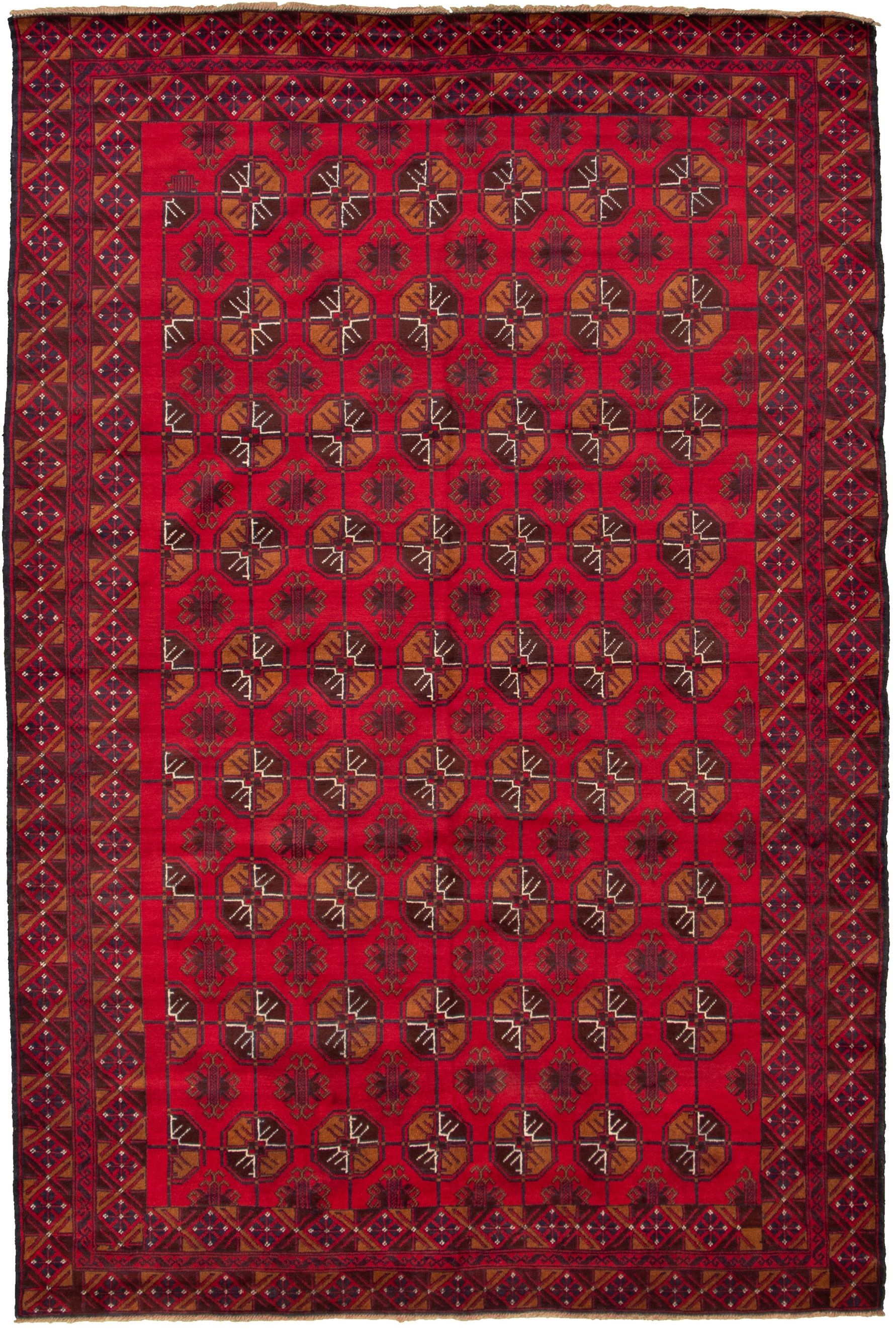 Hand-knotted Teimani Red Wool Rug 7'0" x 10'6" Size: 7'0" x 10'6"  