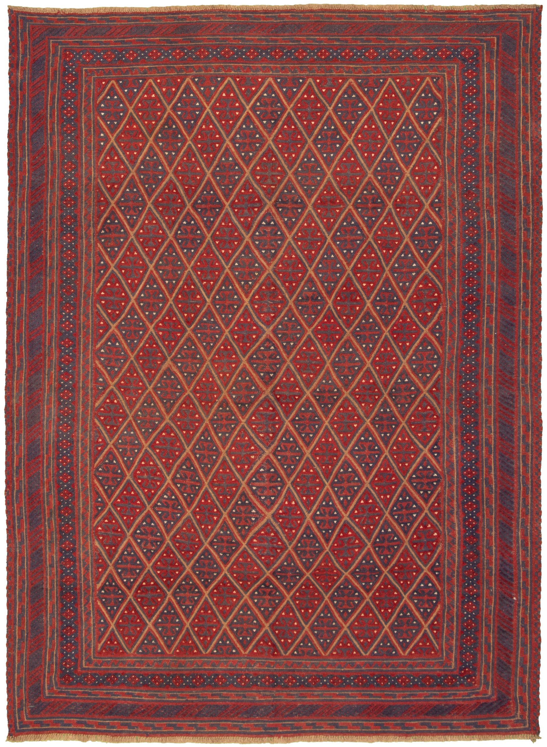 Hand-knotted Tajik Caucasian Dark Red Wool Rug 6'10" x 9'2" Size: 6'10" x 9'2"  