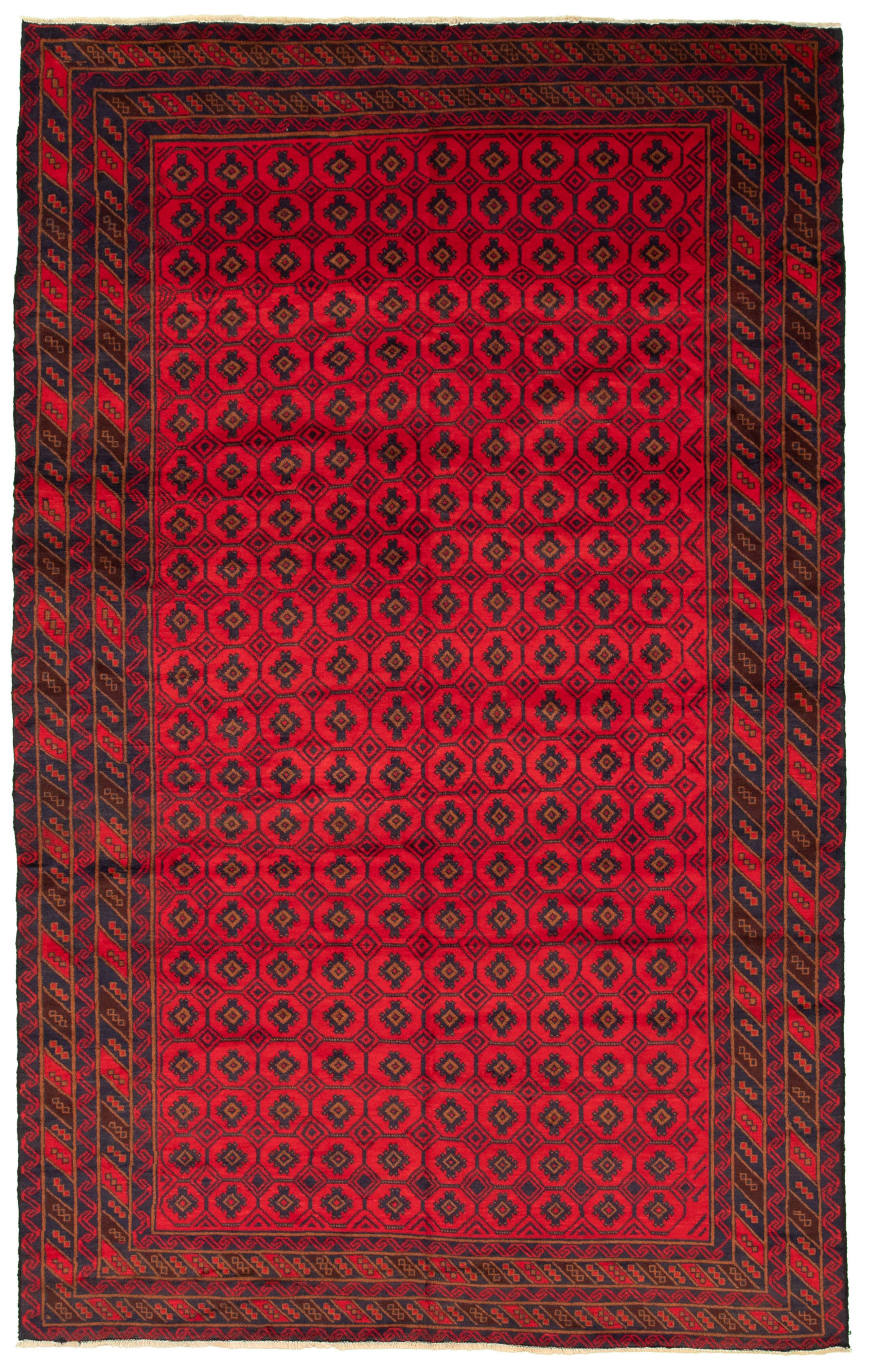 Hand-knotted Teimani Red Wool Rug 6'11" x 10'11" Size: 6'11" x 10'11"  