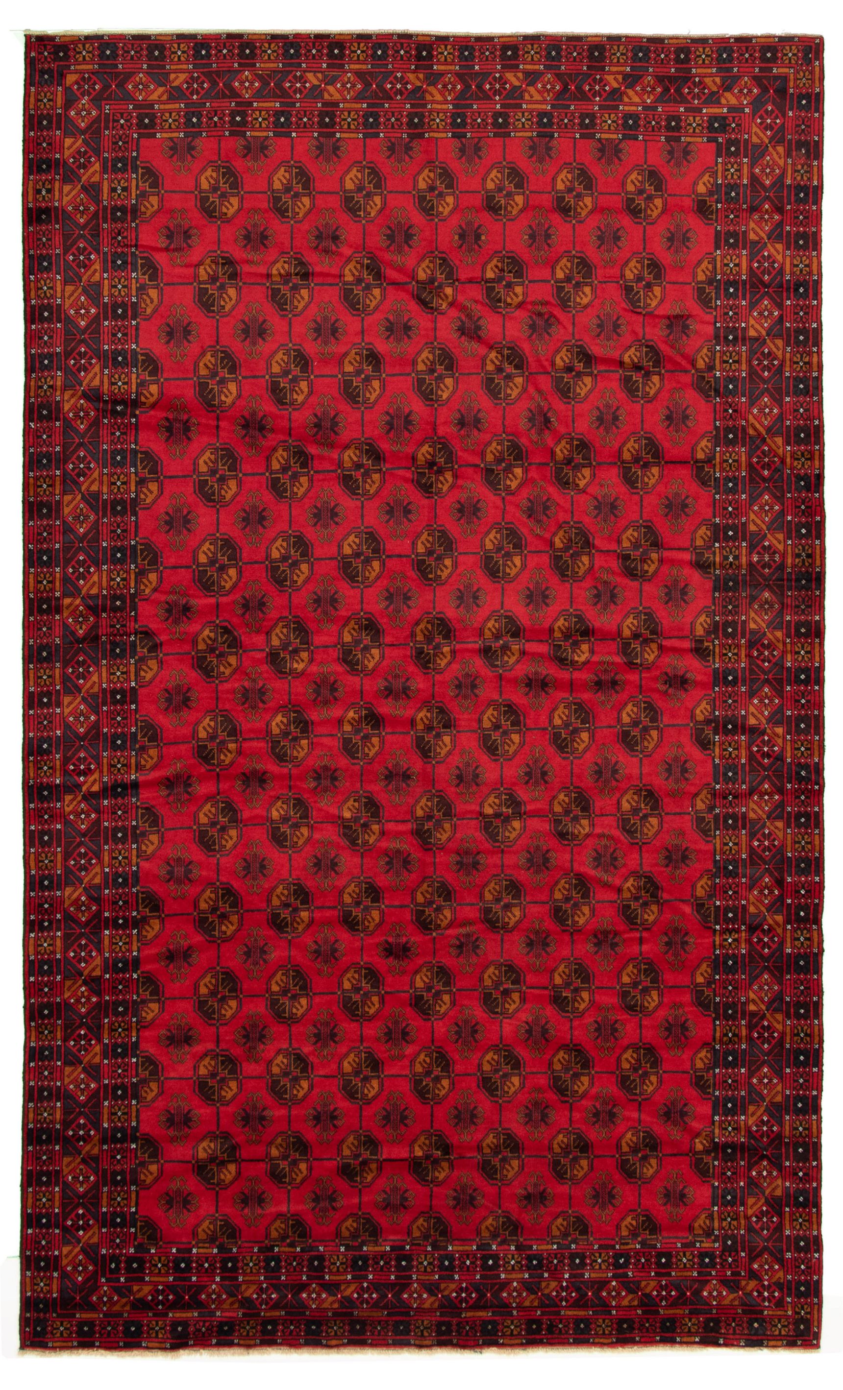 Hand-knotted Teimani Red Wool Rug 7'7" x 12'1" Size: 7'7" x 12'1"  
