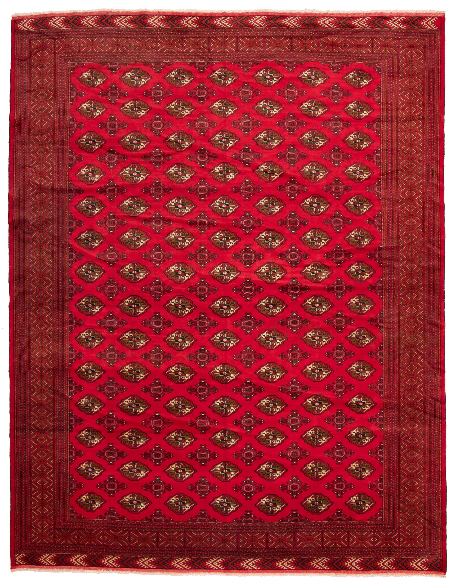 Hand-knotted Teimani Red Wool Rug 10'0" x 12'4" Size: 10'0" x 12'4"  