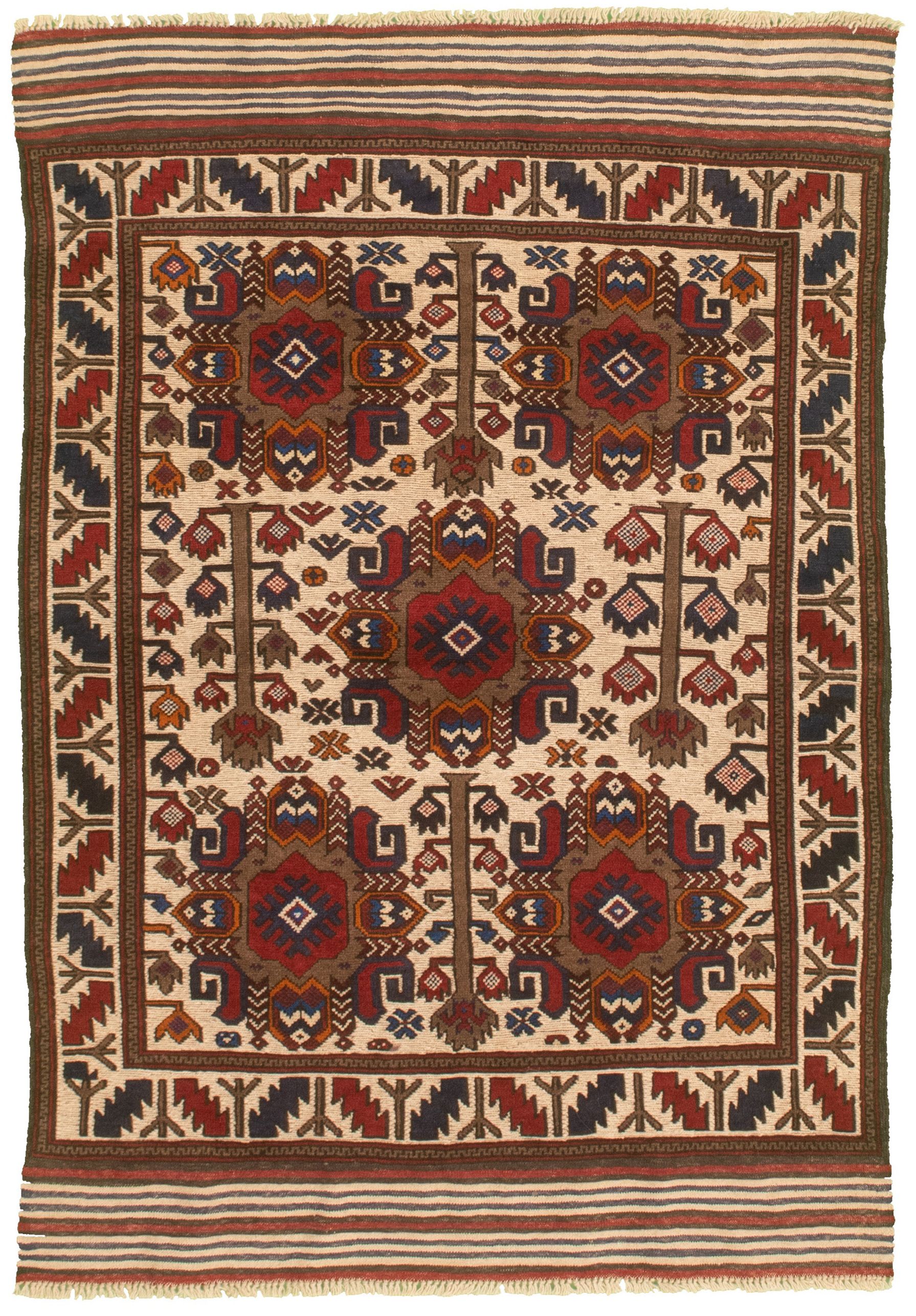 Hand-knotted Tajik Caucasian Red Wool Rug 4'0" x 5'11" Size: 4'0" x 5'11"  