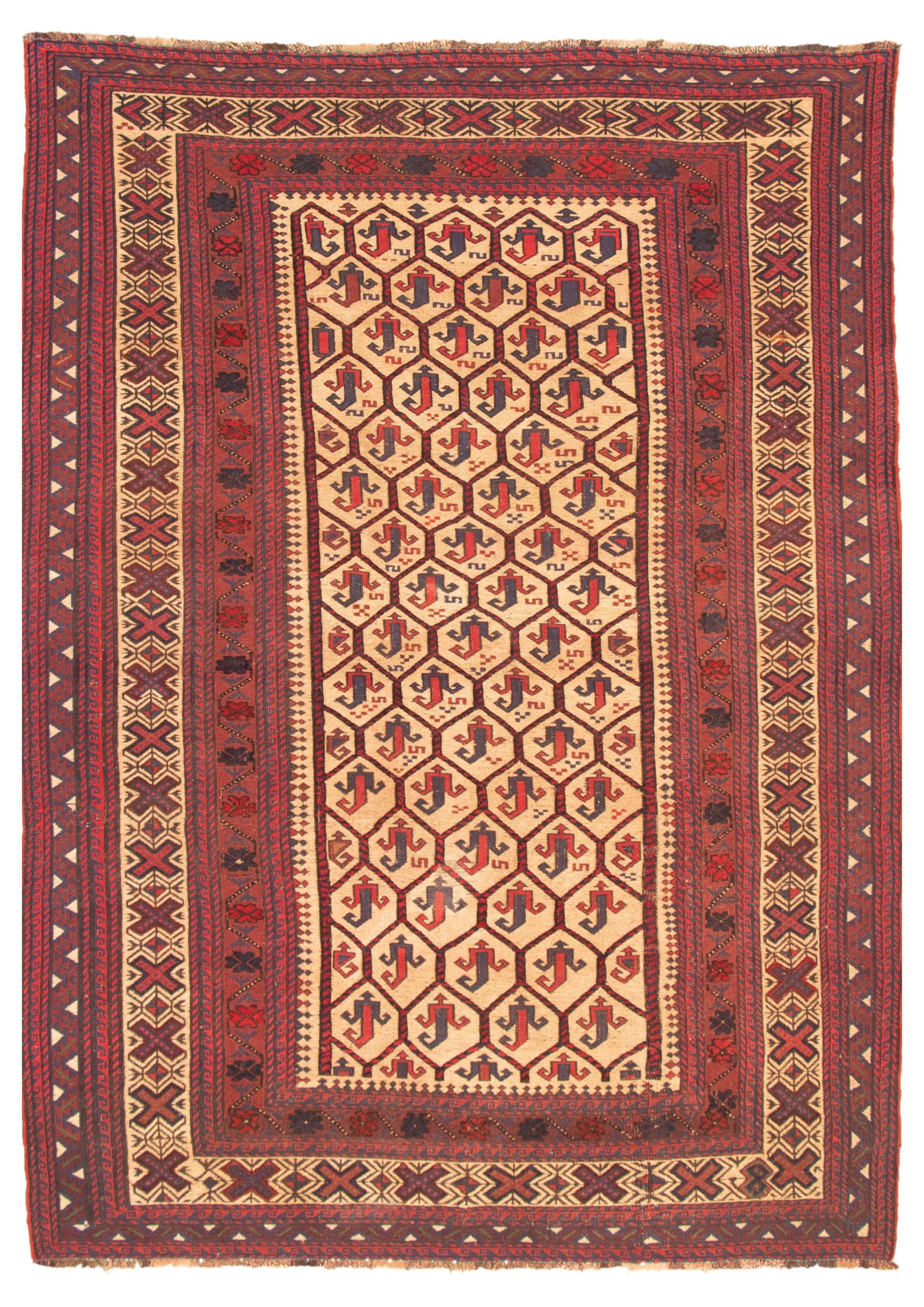 Hand-knotted Tajik Caucasian Red Wool Rug 6'4" x 9'0" Size: 6'4" x 9'0"  
