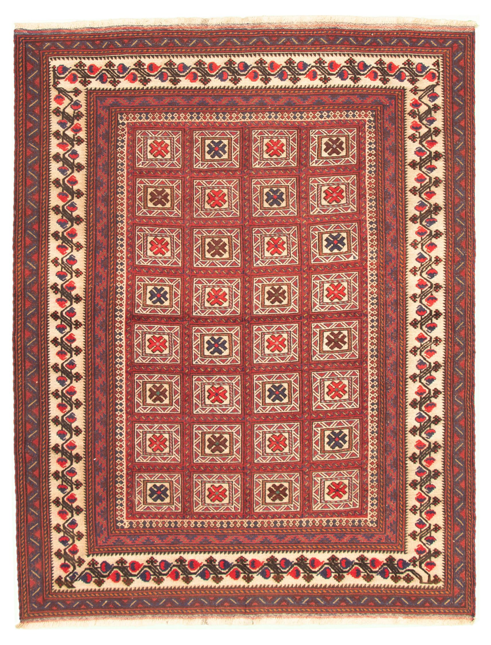 Hand-knotted Tajik Caucasian Red Wool Rug 6'10" x 8'9" Size: 6'10" x 8'9"  