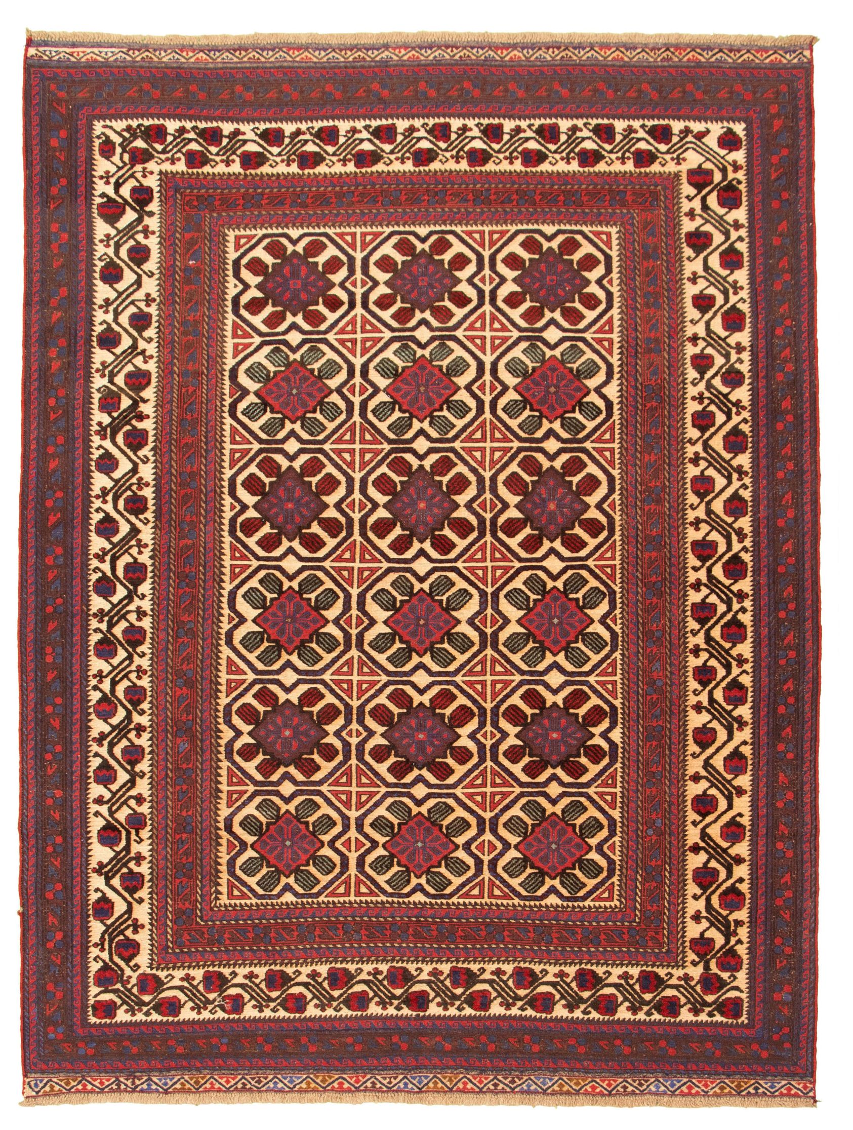 Hand-knotted Tajik Caucasian Red Wool Rug 6'10" x 9'1" Size: 6'10" x 9'1"  