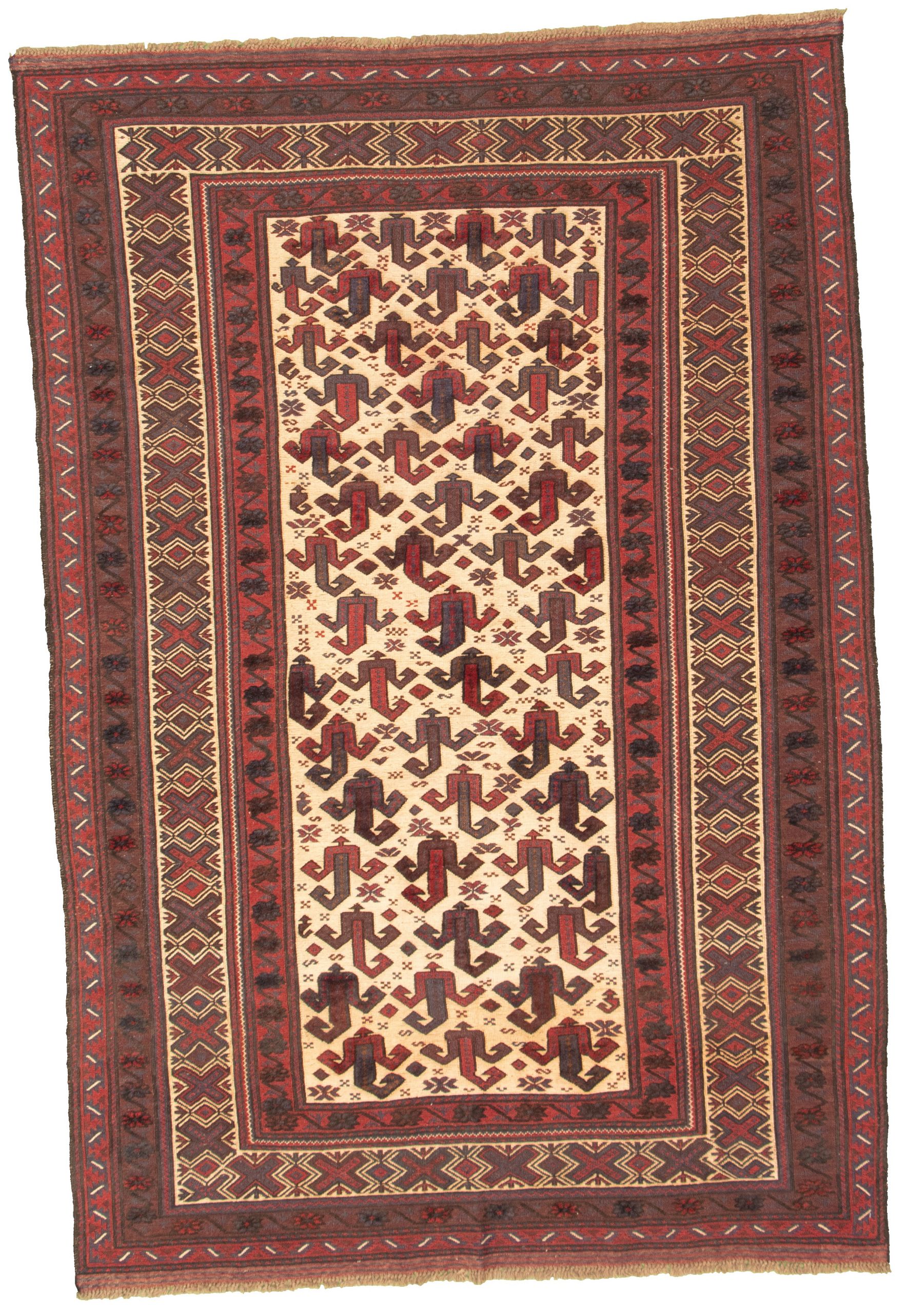 Hand-knotted Tajik Caucasian Dark Red Wool Rug 6'3" x 9'2" Size: 6'3" x 9'2"  