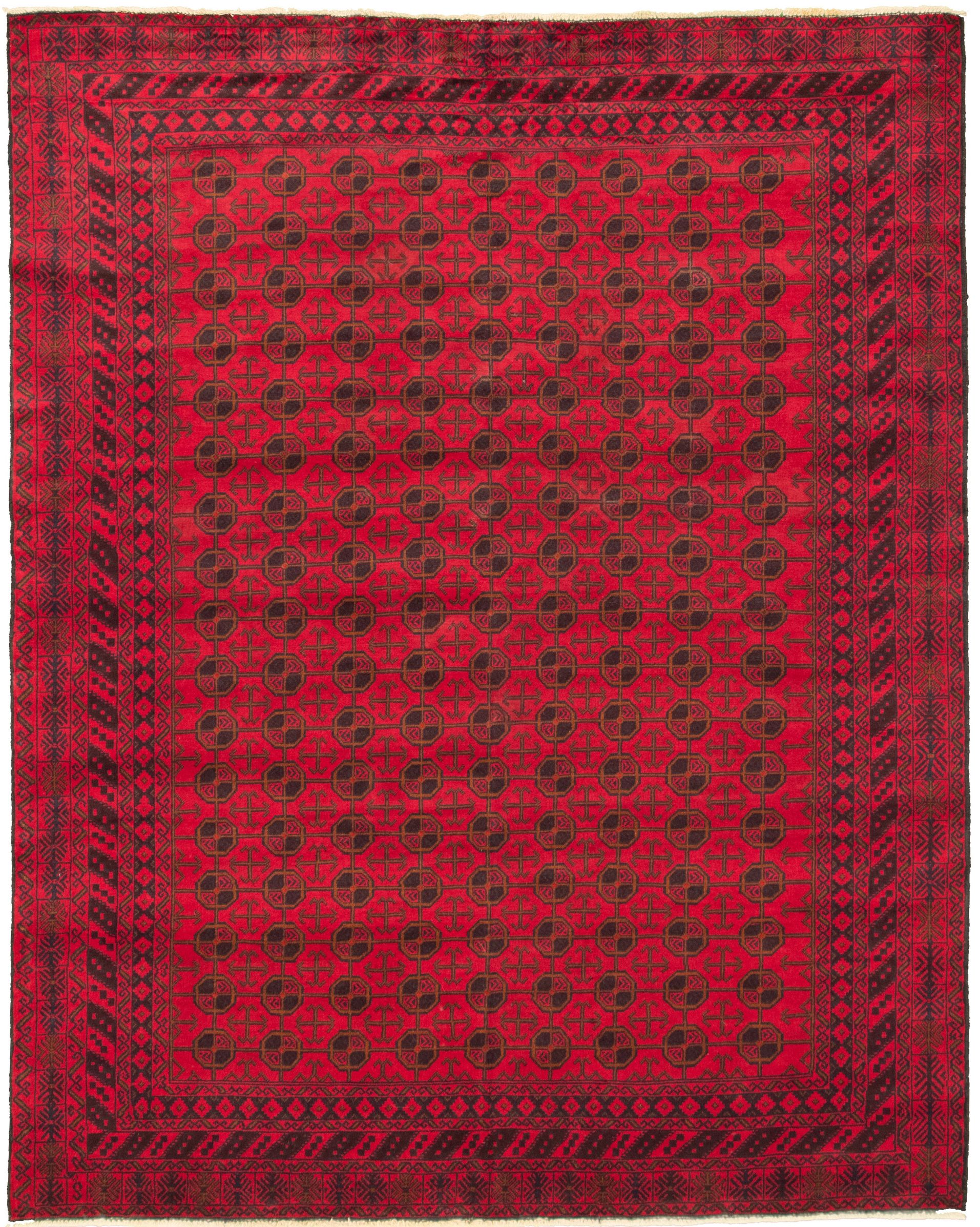 Hand-knotted Teimani Dark Red Wool Rug 6'11" x 8'7" Size: 6'11" x 8'7"  
