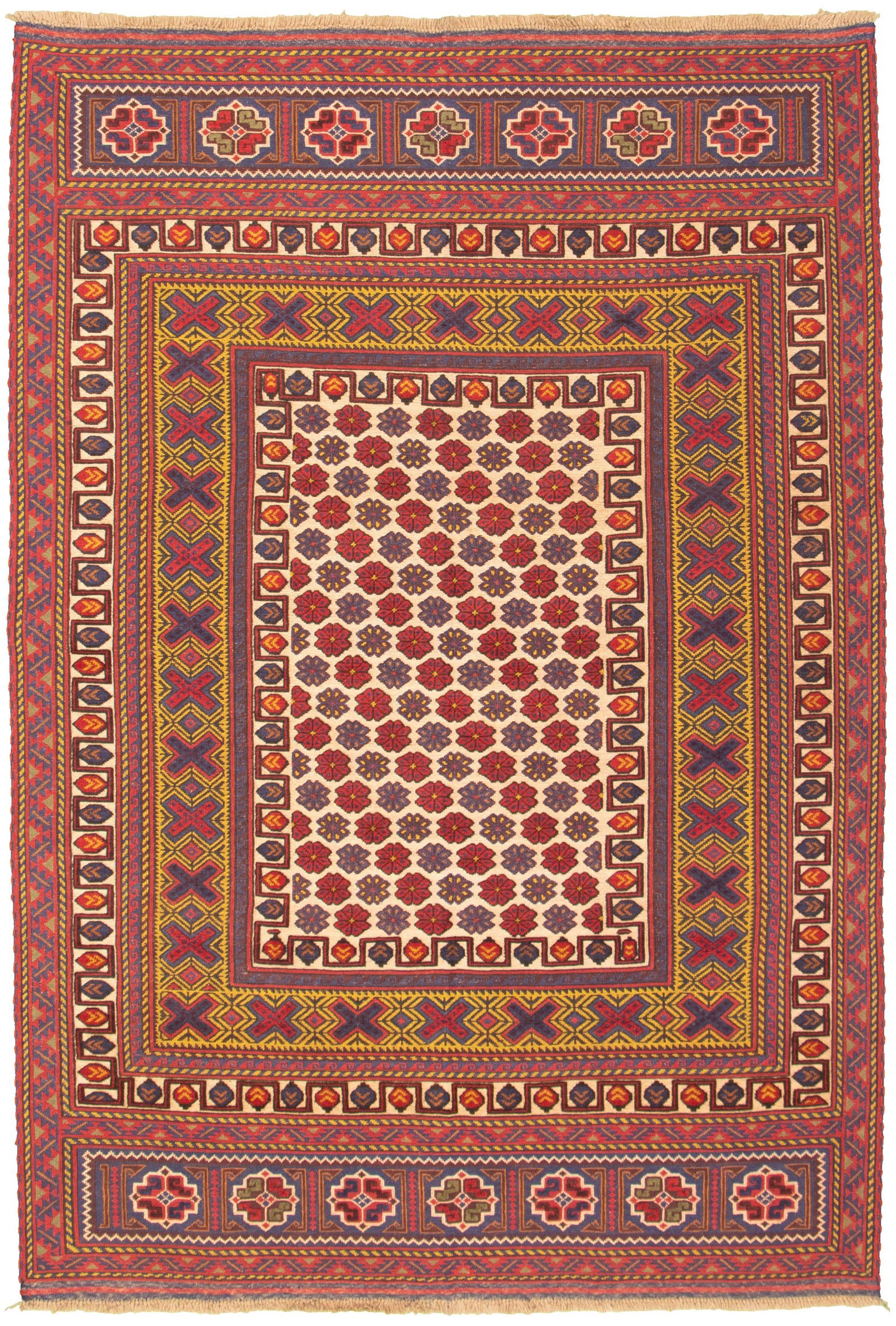 Hand-knotted Tajik Caucasian Red Wool Rug 6'2" x 9'1" Size: 6'2" x 9'1"  