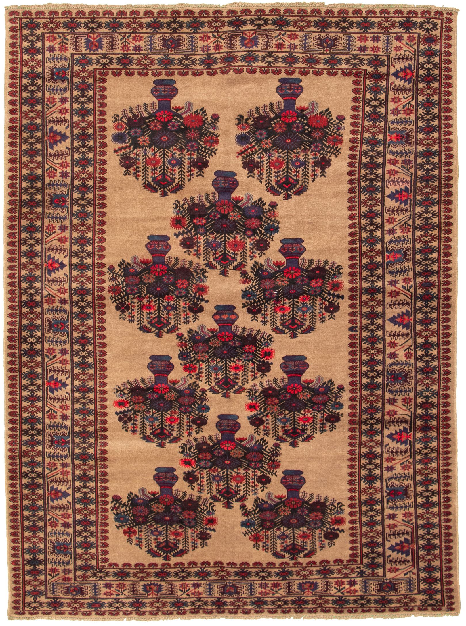 Hand-knotted Teimani Tan Wool Rug 7'0" x 9'7" Size: 7'0" x 9'7"  