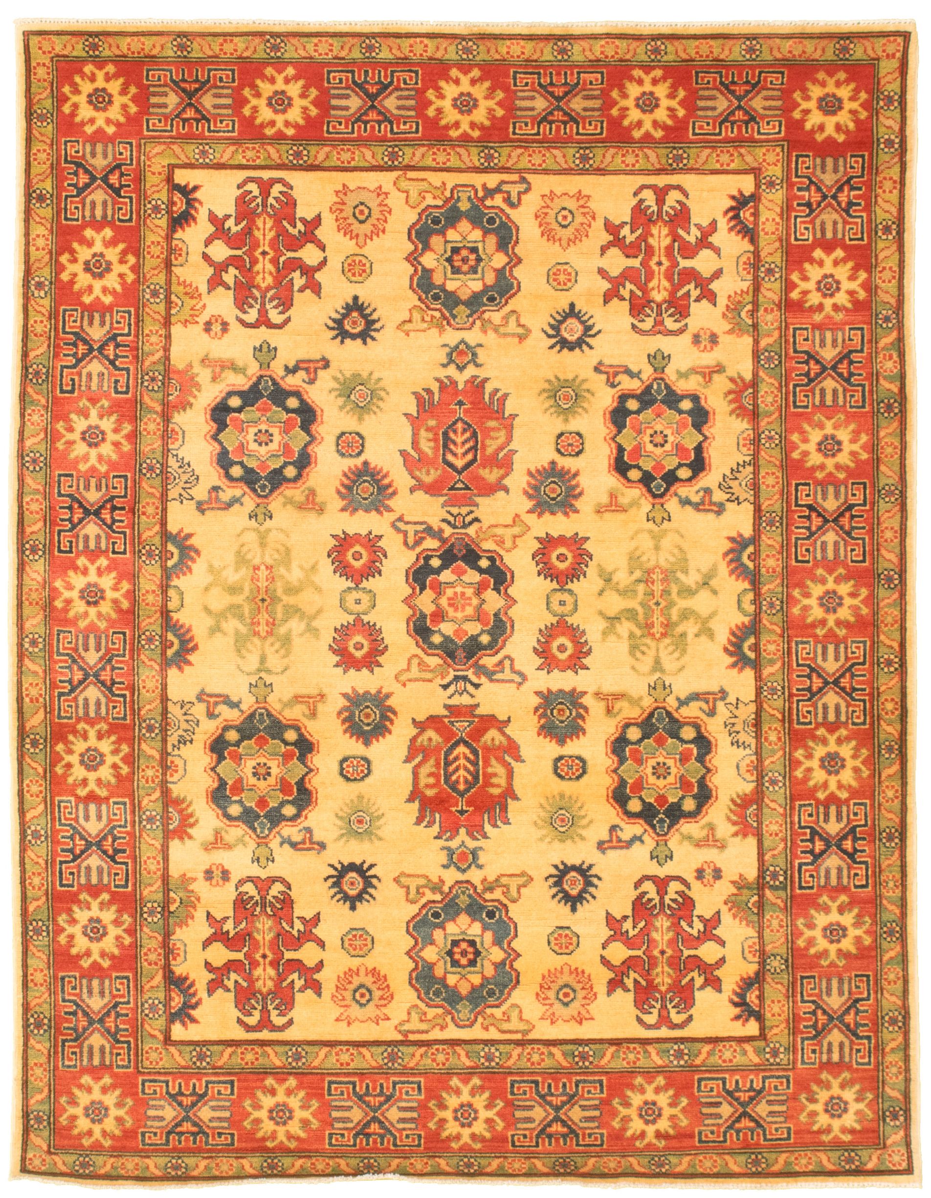 Hand-knotted Finest Gazni Cream, Red  Rug 6'7" x 5'0" Size: 6'7" x 5'0"  