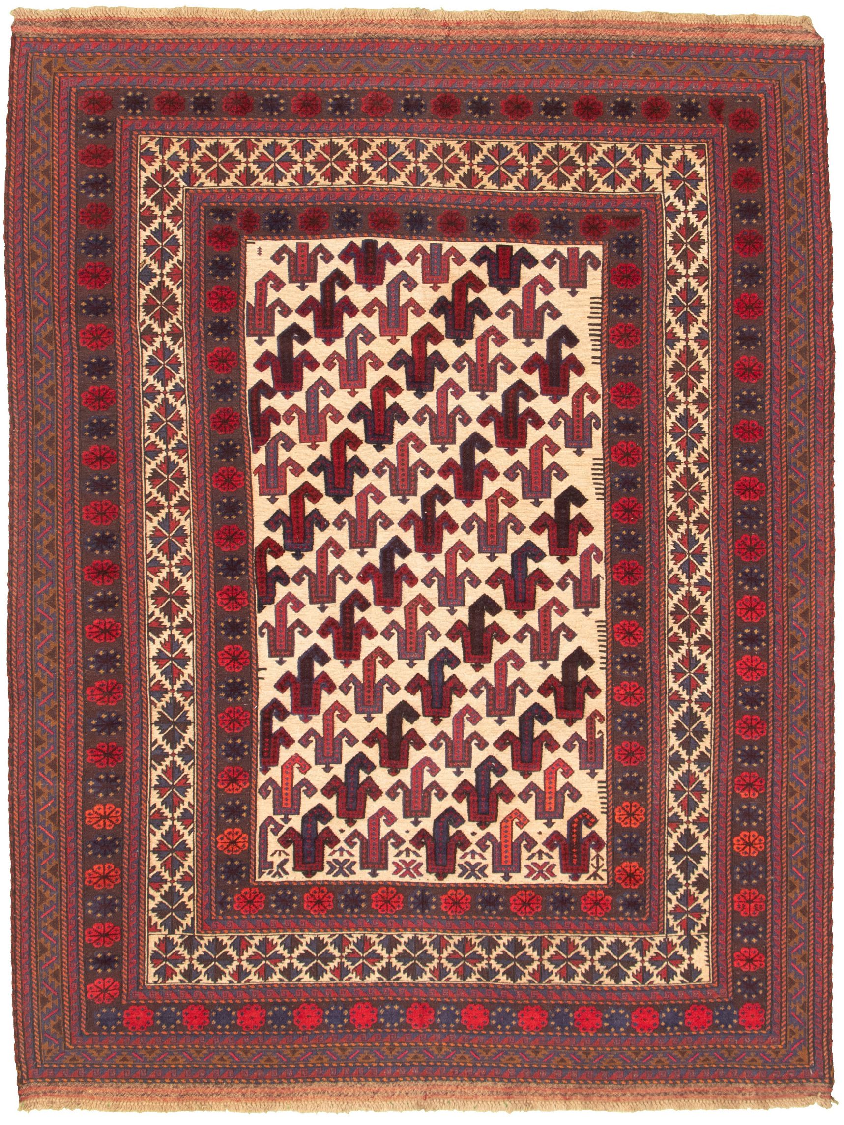 Hand-knotted Tajik Caucasian Dark Red Wool Rug 6'8" x 8'11" Size: 6'8" x 8'11"  