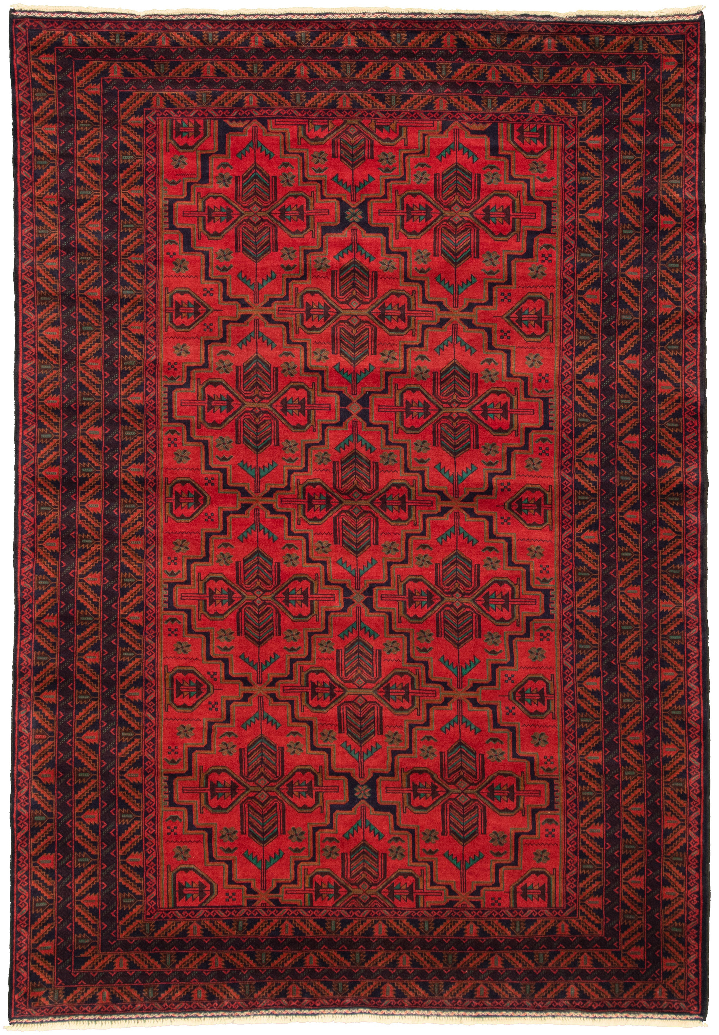 Hand-knotted Teimani Red Wool Rug 6'9" x 9'6" Size: 6'9" x 9'6"  
