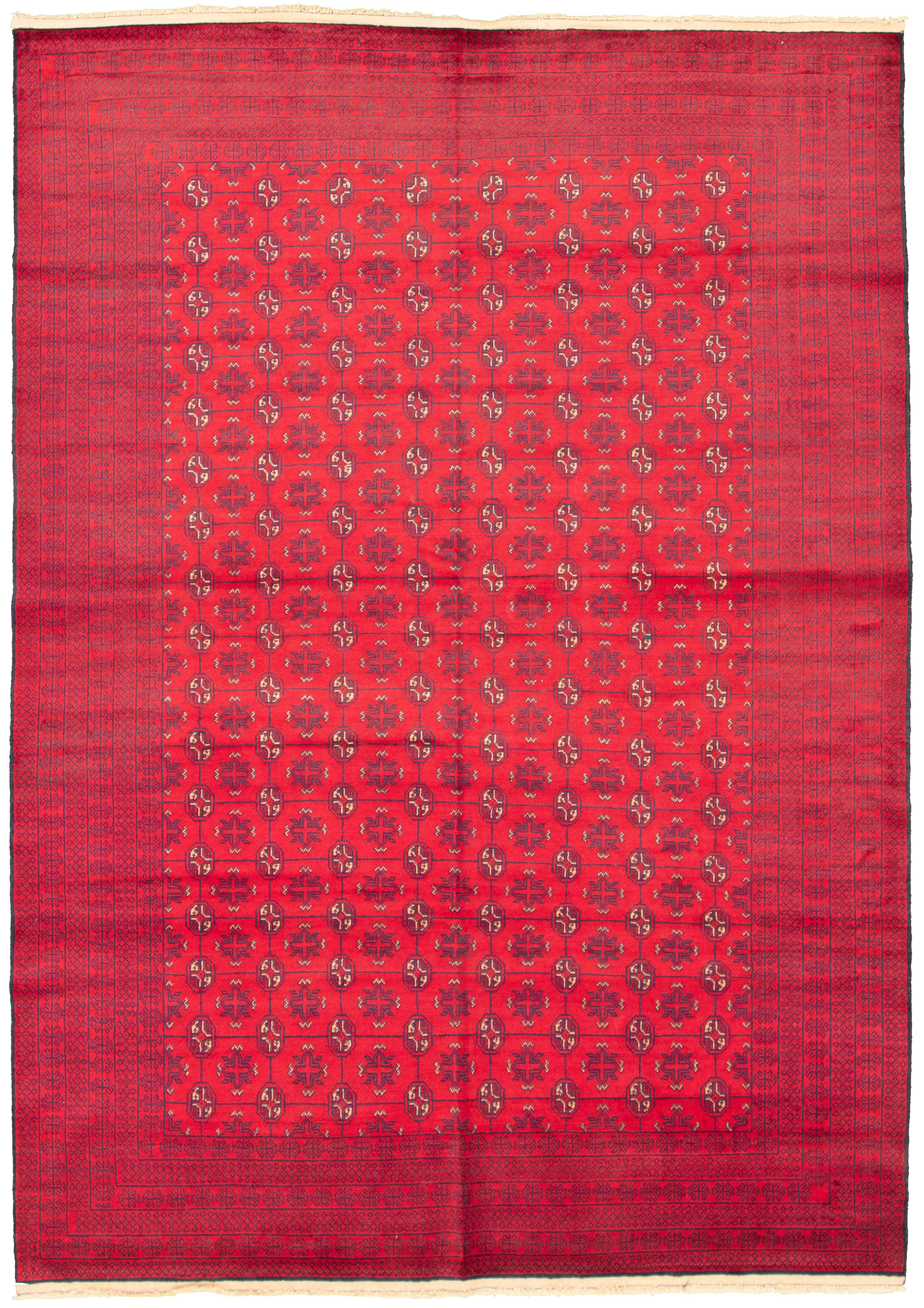 Hand-knotted Teimani Red Wool Rug 6'11" x 9'9" Size: 6'11" x 9'9"  