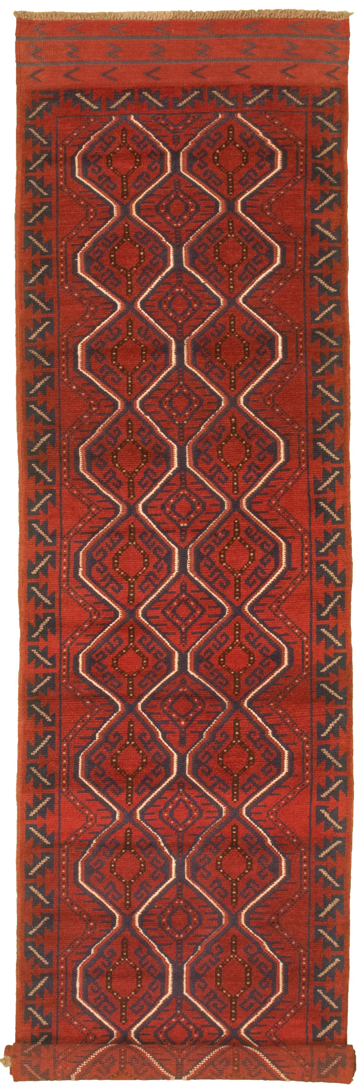 Hand-knotted Tajik Red Wool Rug 2'8" x 11'4" Size: 2'8" x 11'4"  