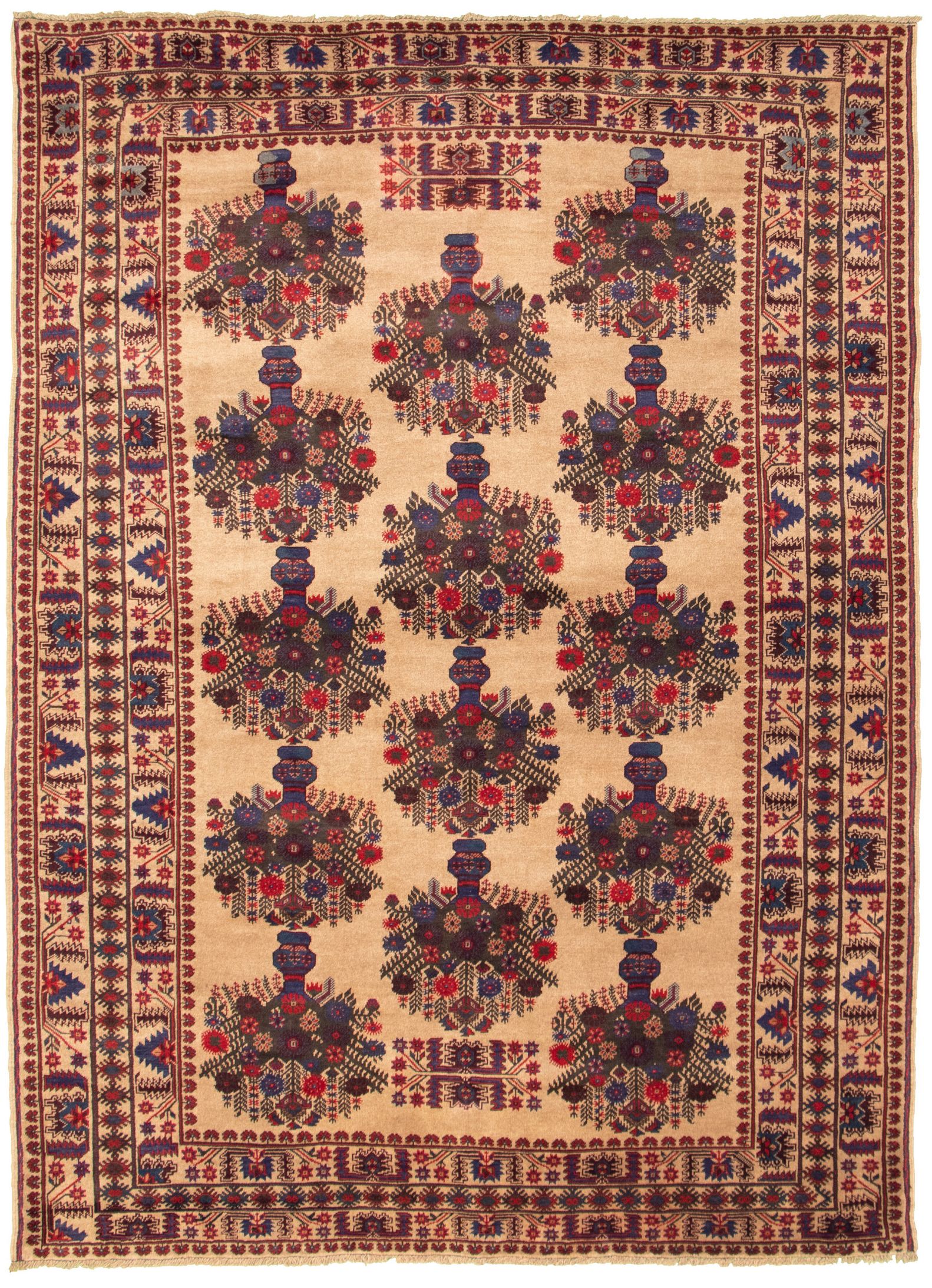 Hand-knotted Teimani Tan Wool Rug 6'6" x 9'7" Size: 6'6" x 9'7"  
