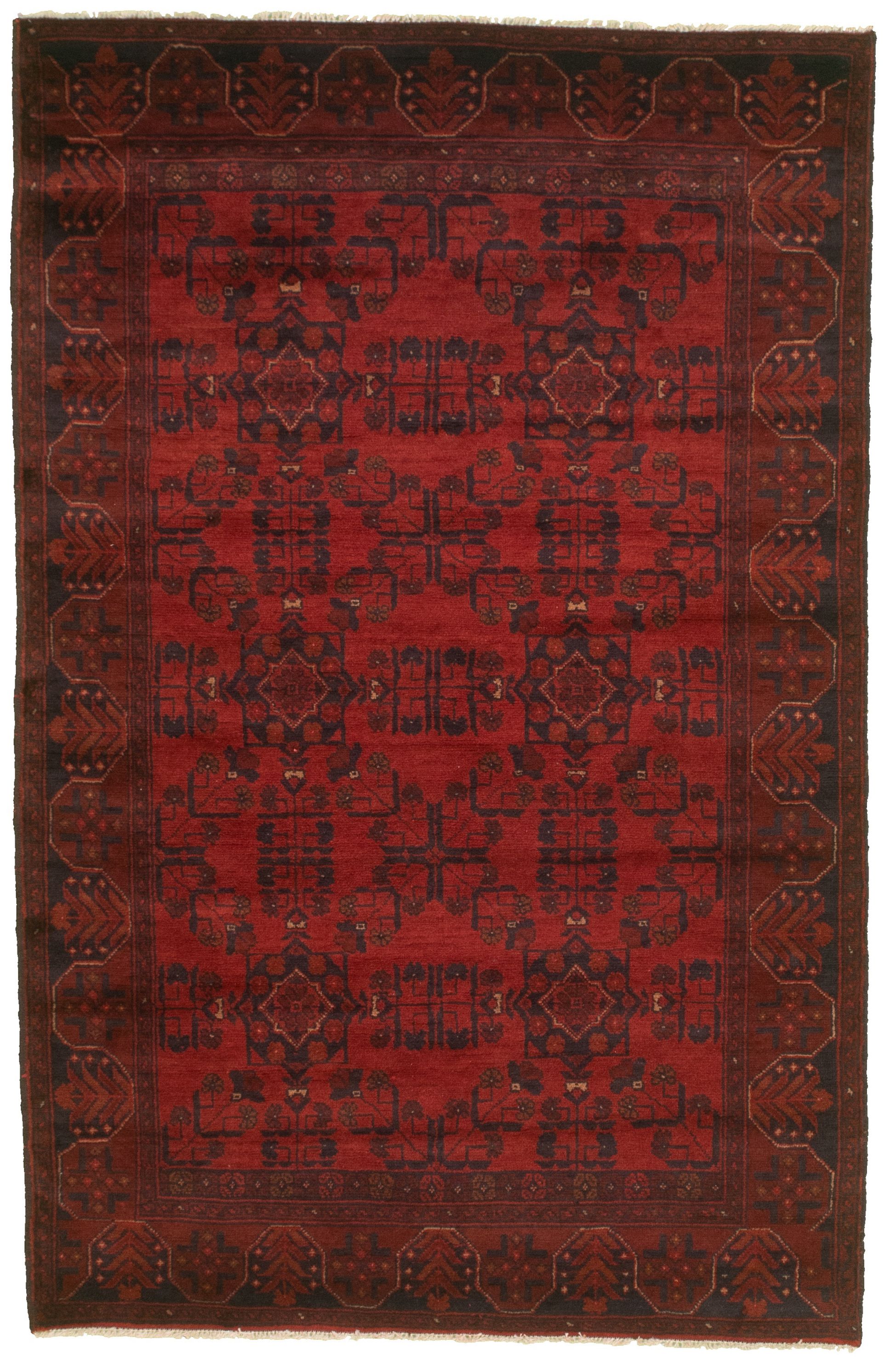 Hand-knotted Finest Khal Mohammadi Red  Rug 4'2" x 6'5" Size: 4'2" x 6'5"  