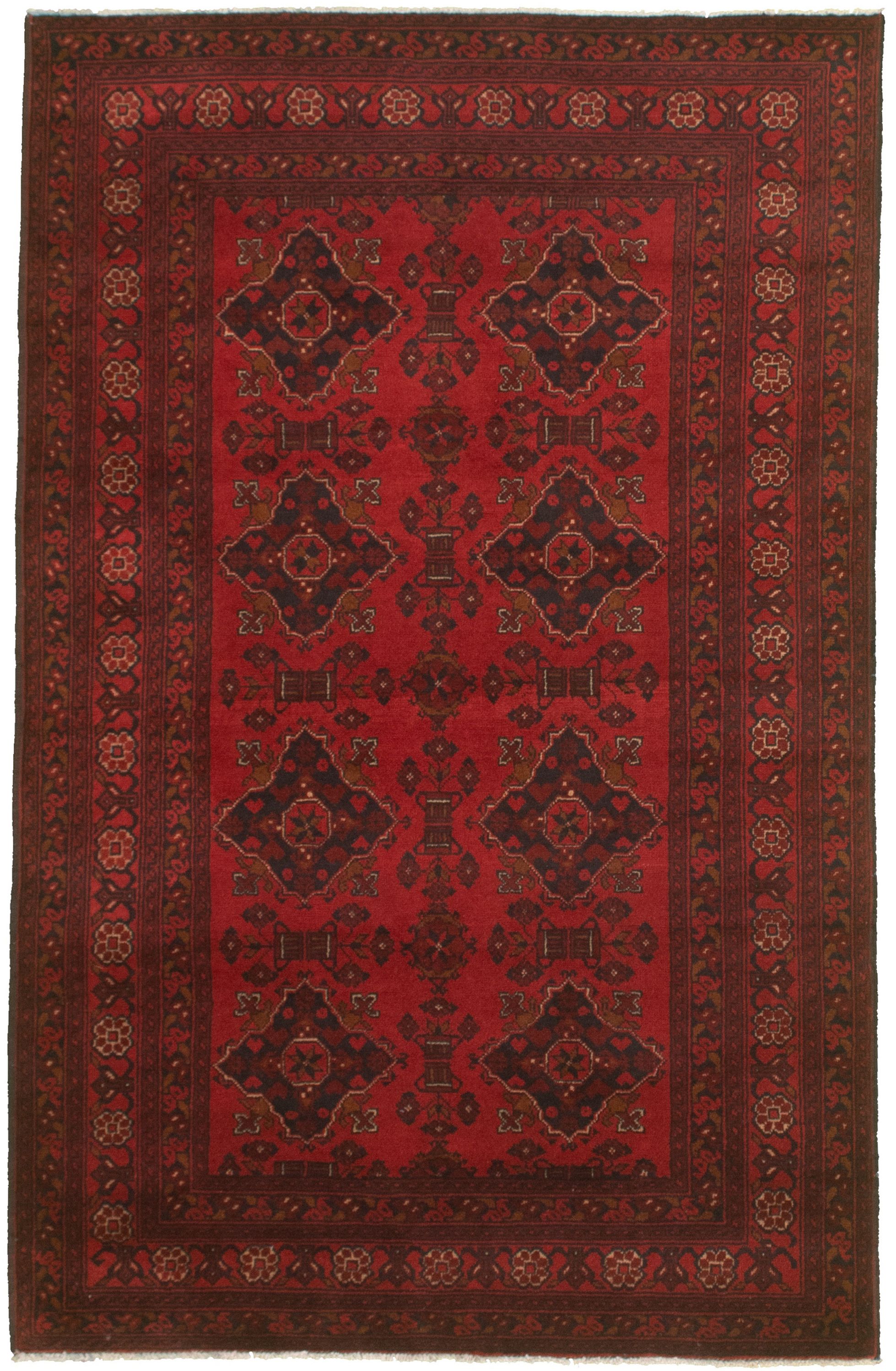 Hand-knotted Finest Khal Mohammadi Red  Rug 4'1" x 6'6" Size: 4'1" x 6'6"  