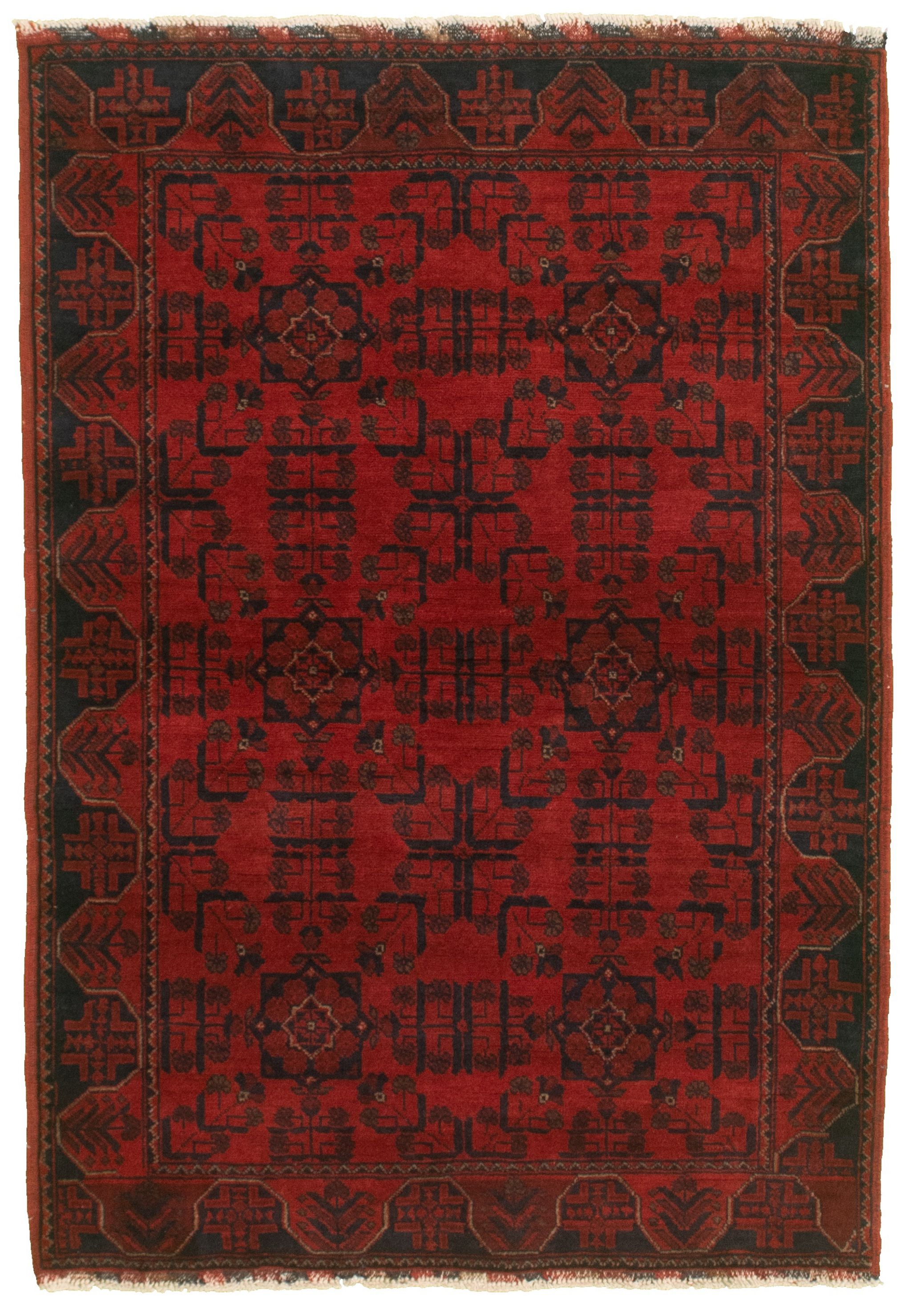 Hand-knotted Finest Khal Mohammadi Red  Rug 3'7" x 5'2" Size: 3'7" x 5'2"  