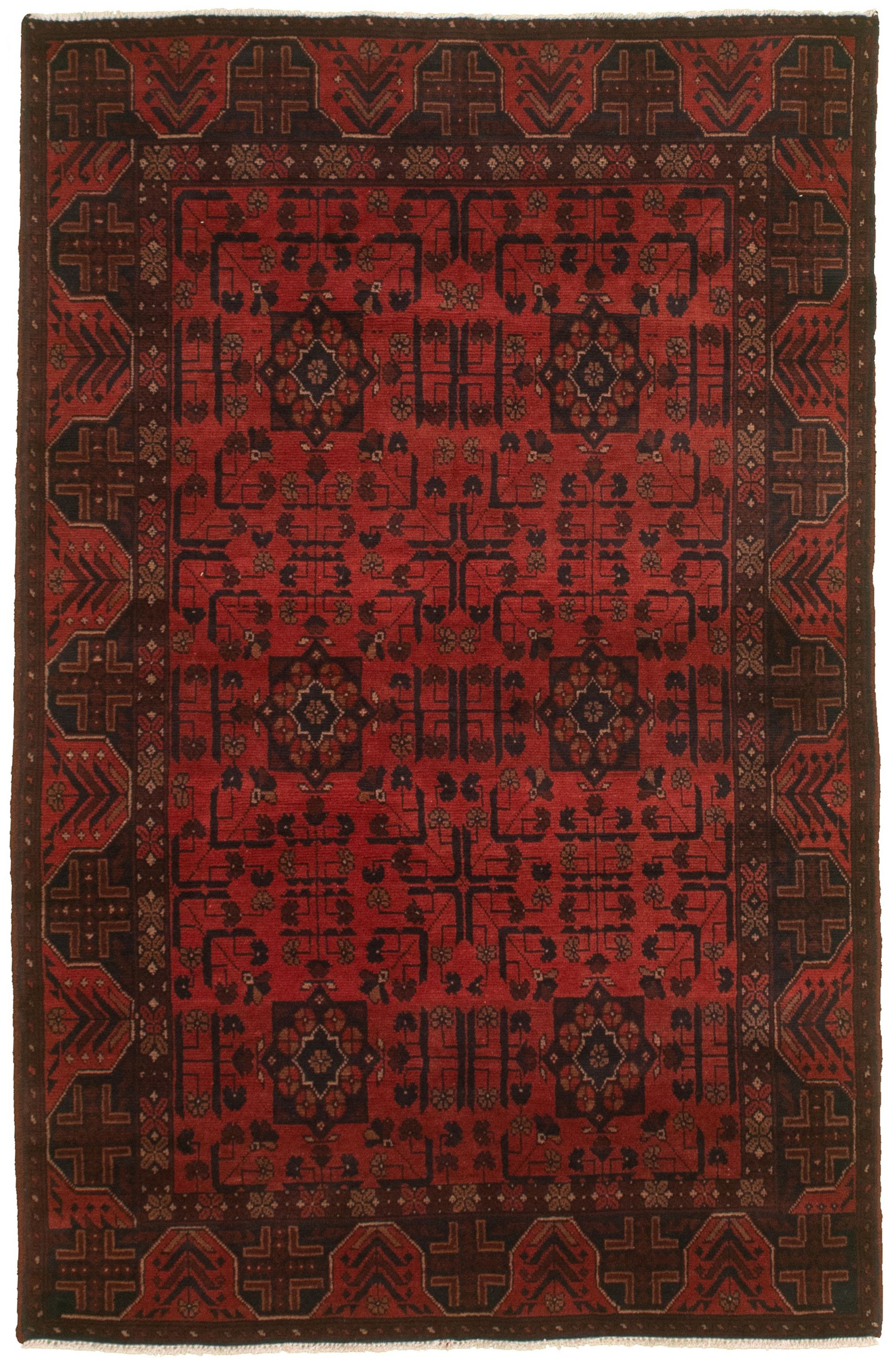Hand-knotted Finest Khal Mohammadi Red  Rug 4'0" x 6'3" Size: 4'0" x 6'3"  