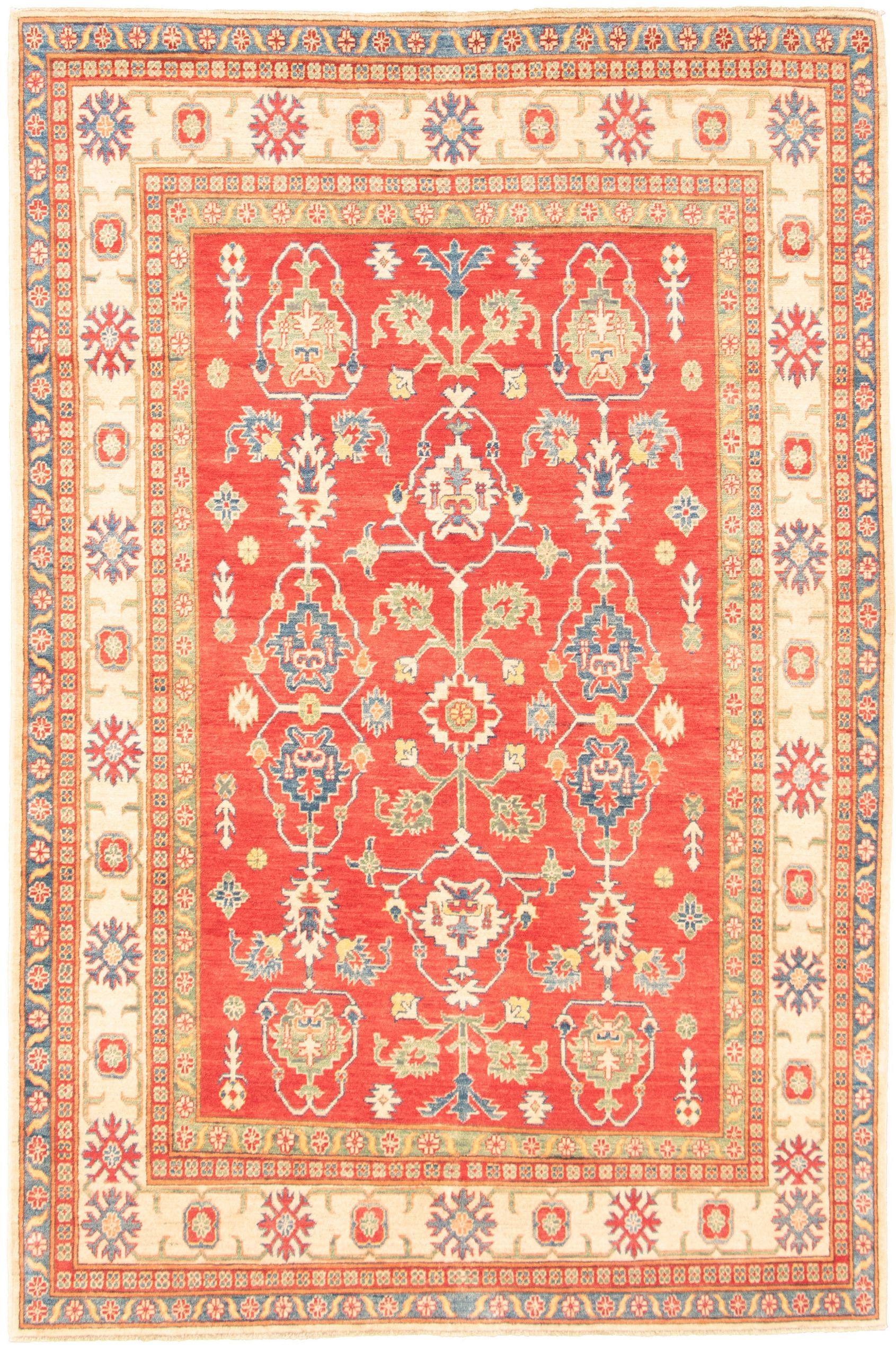 Hand-knotted Finest Gazni Red  Rug 6'2" x 9'4" Size: 6'2" x 9'4"  