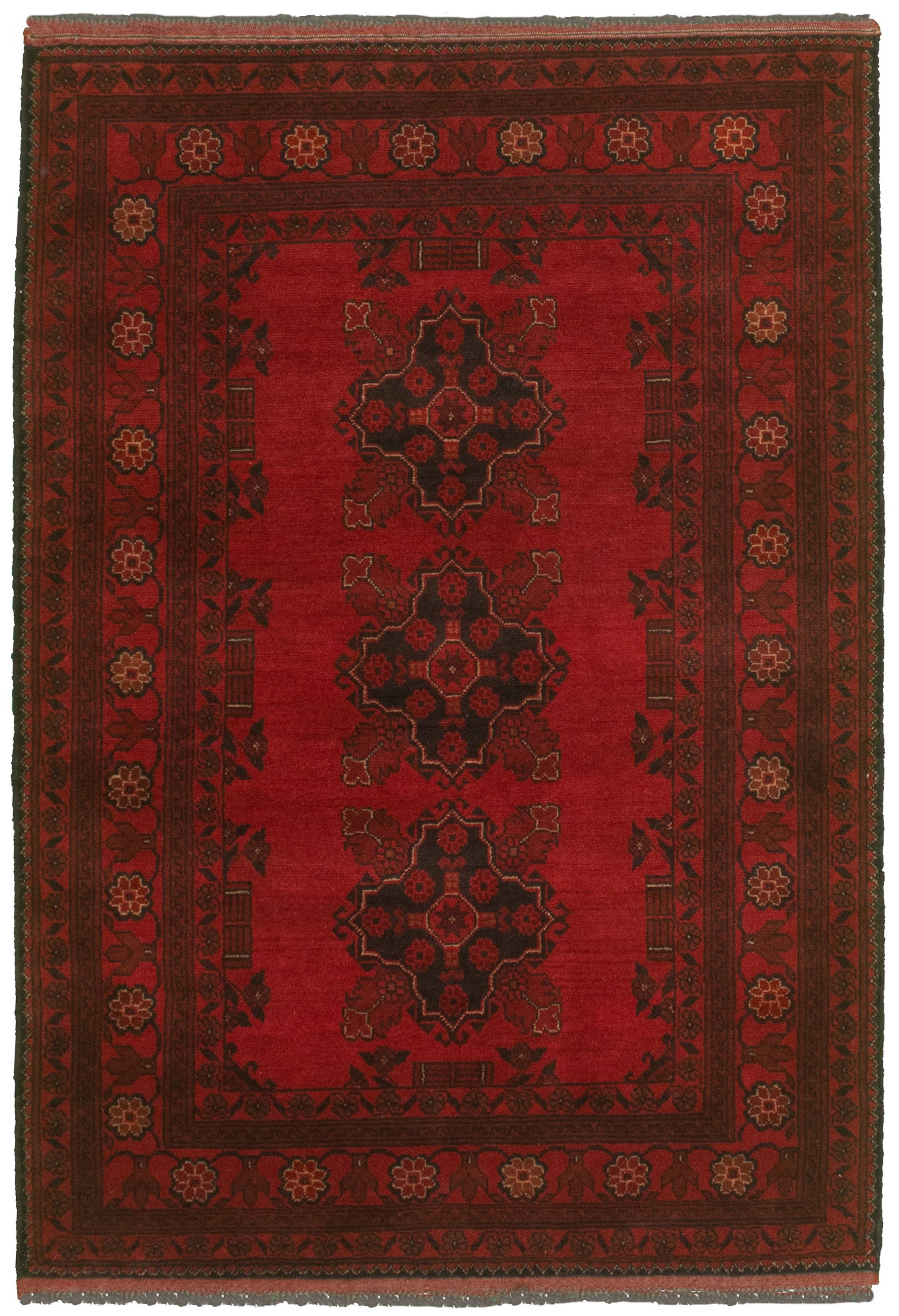 Hand-knotted Finest Khal Mohammadi Red  Rug 3'4" x 4'11" Size: 3'4" x 4'11"  