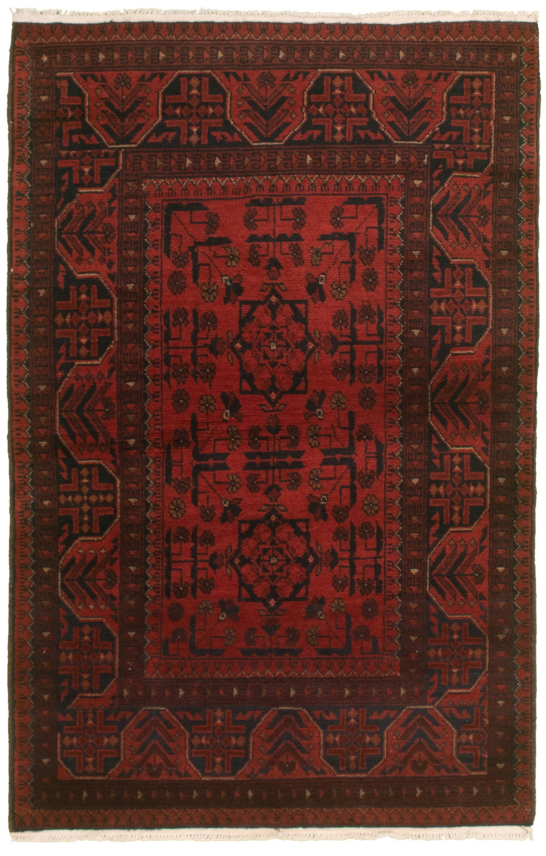 Hand-knotted Finest Khal Mohammadi Red  Rug 3'5" x 5'4" Size: 3'5" x 5'4"  