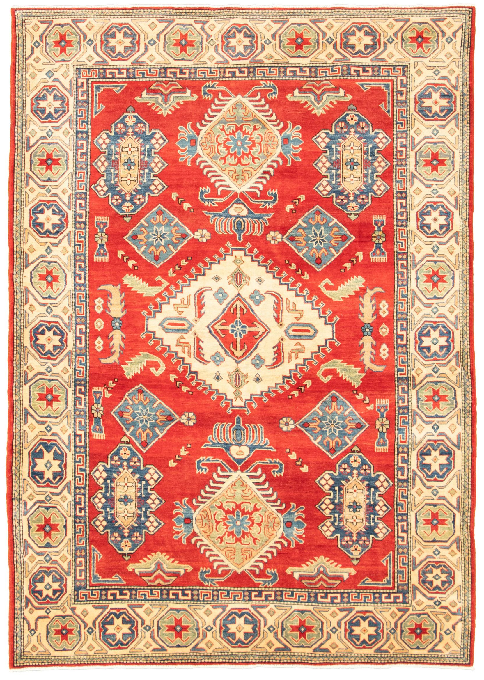 Hand-knotted Finest Gazni Red  Rug 6'7" x 9'4" Size: 6'7" x 9'4"  