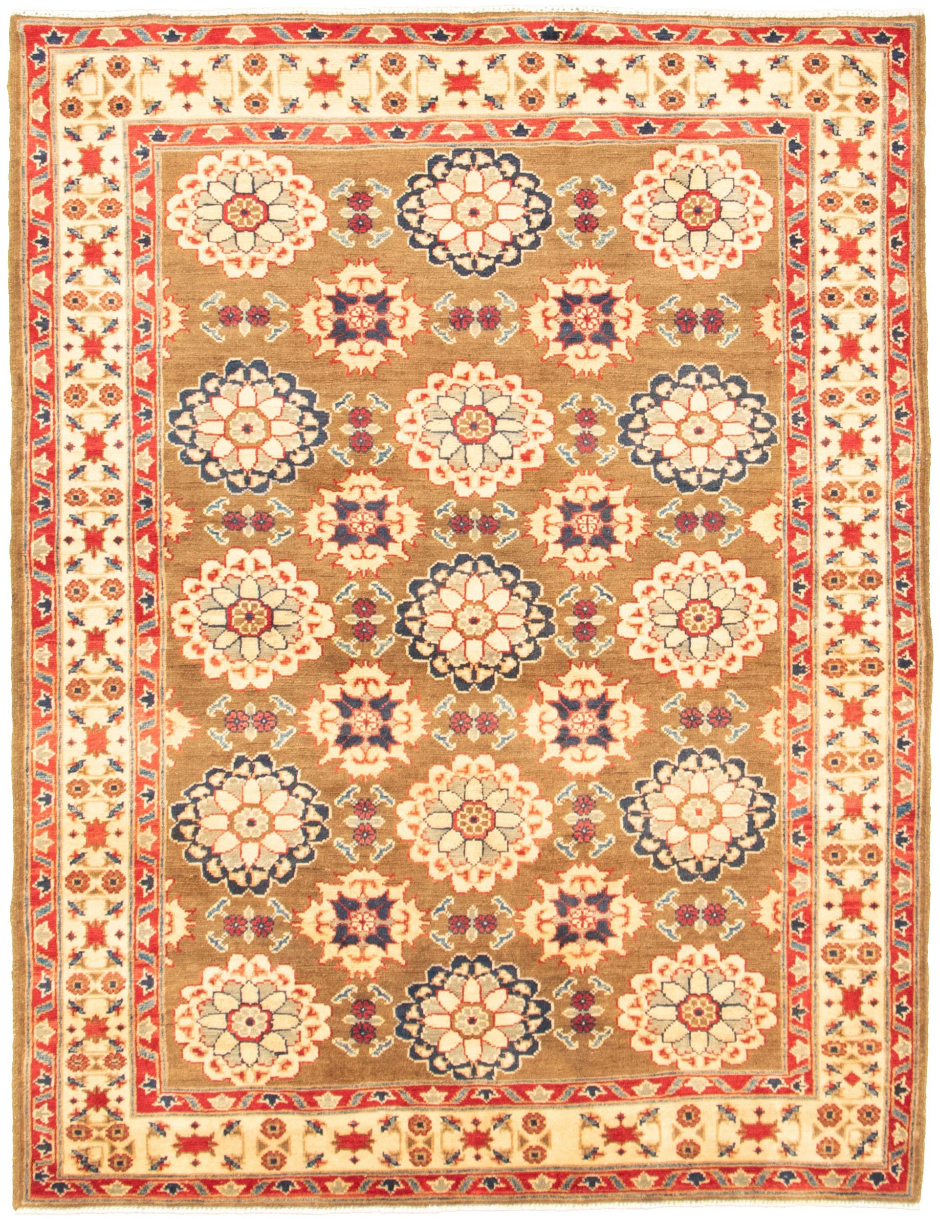 Hand-knotted Finest Gazni Brown  Rug 5'1" x 6'9" Size: 5'1" x 6'9"  