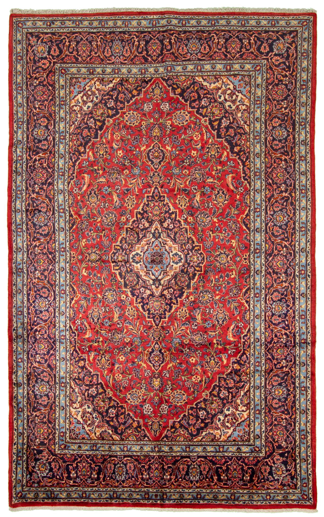 Hand-knotted Kashan  Wool Rug 6'8" x 10'10" Size: 6'8" x 10'10"  