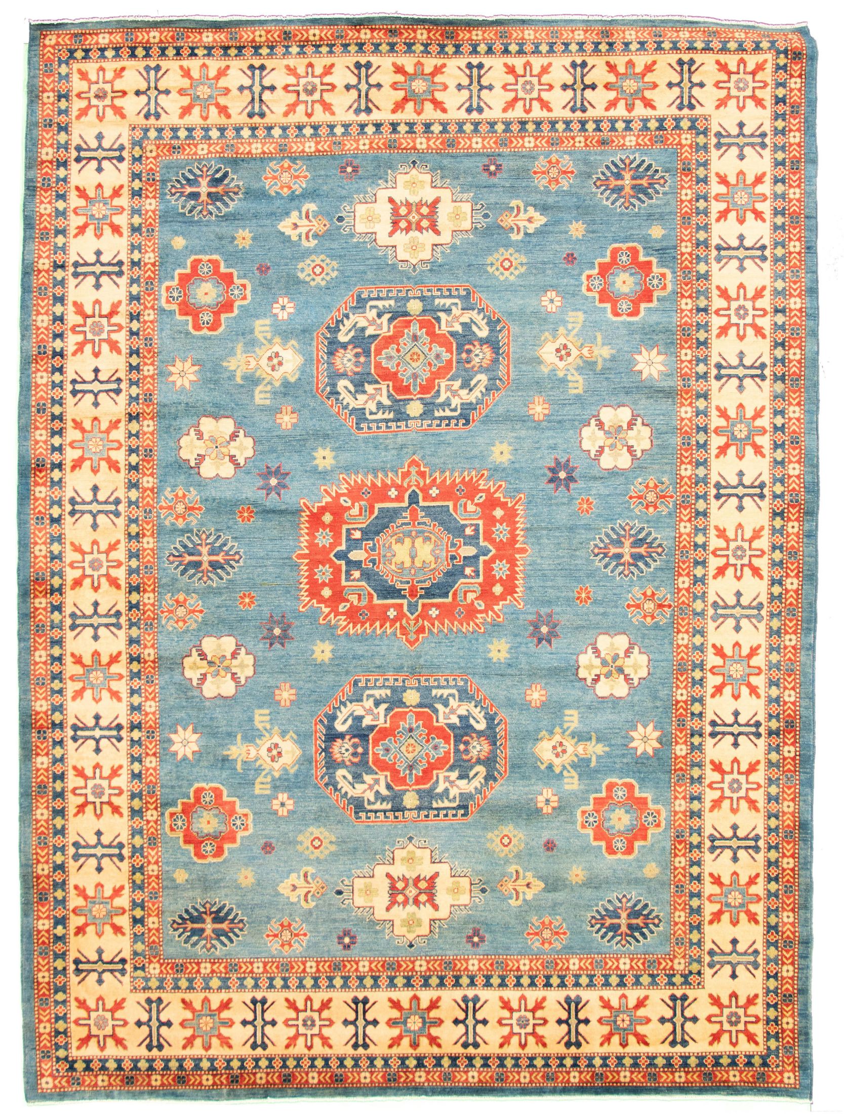 Hand-knotted Finest Gazni Blue  Rug 9'1" x 12'2" Size: 9'1" x 12'2"  