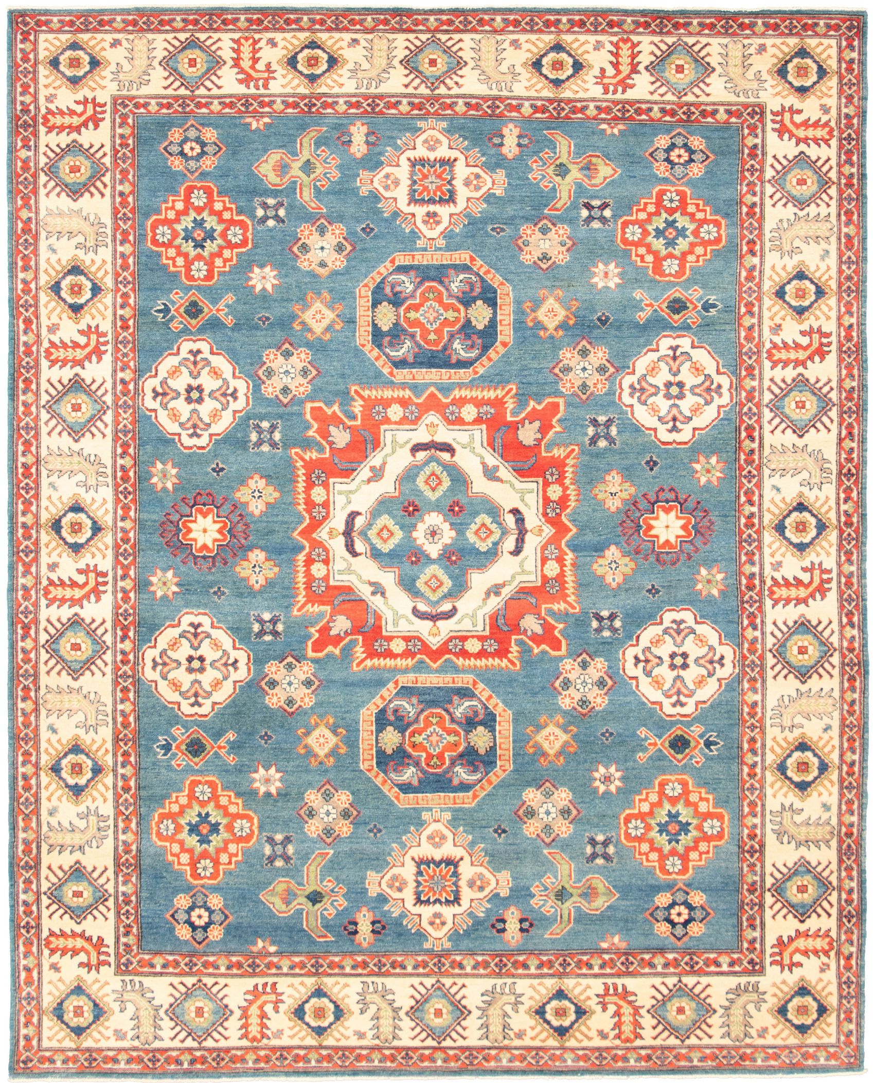 Hand-knotted Finest Gazni Blue  Rug 8'2" x 10'4" Size: 8'2" x 10'4"  