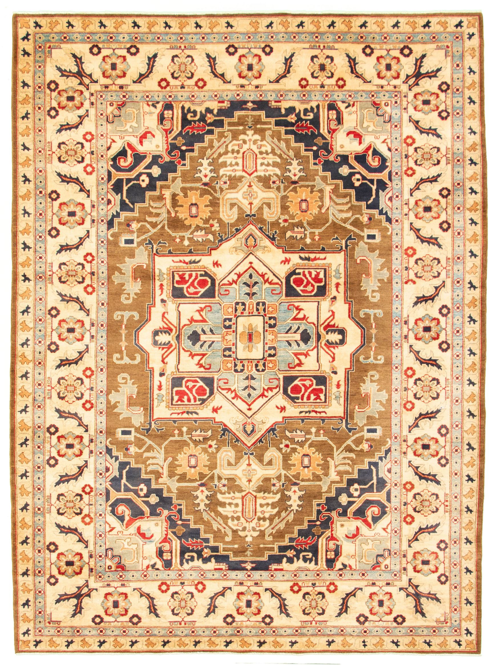 Hand-knotted Finest Gazni Green, Ivory, Olive  Rug 8'4" x 11'5" Size: 8'4" x 11'5"  