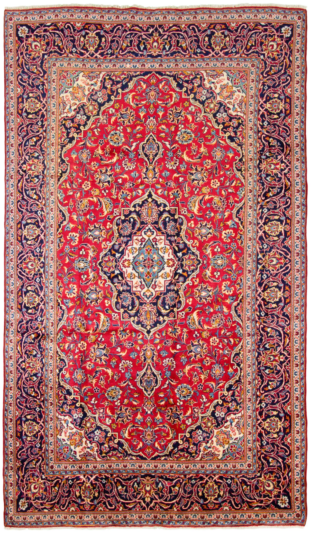 Hand-knotted Kashan  Wool Rug 6'7" x 11'5" Size: 6'7" x 11'5"  
