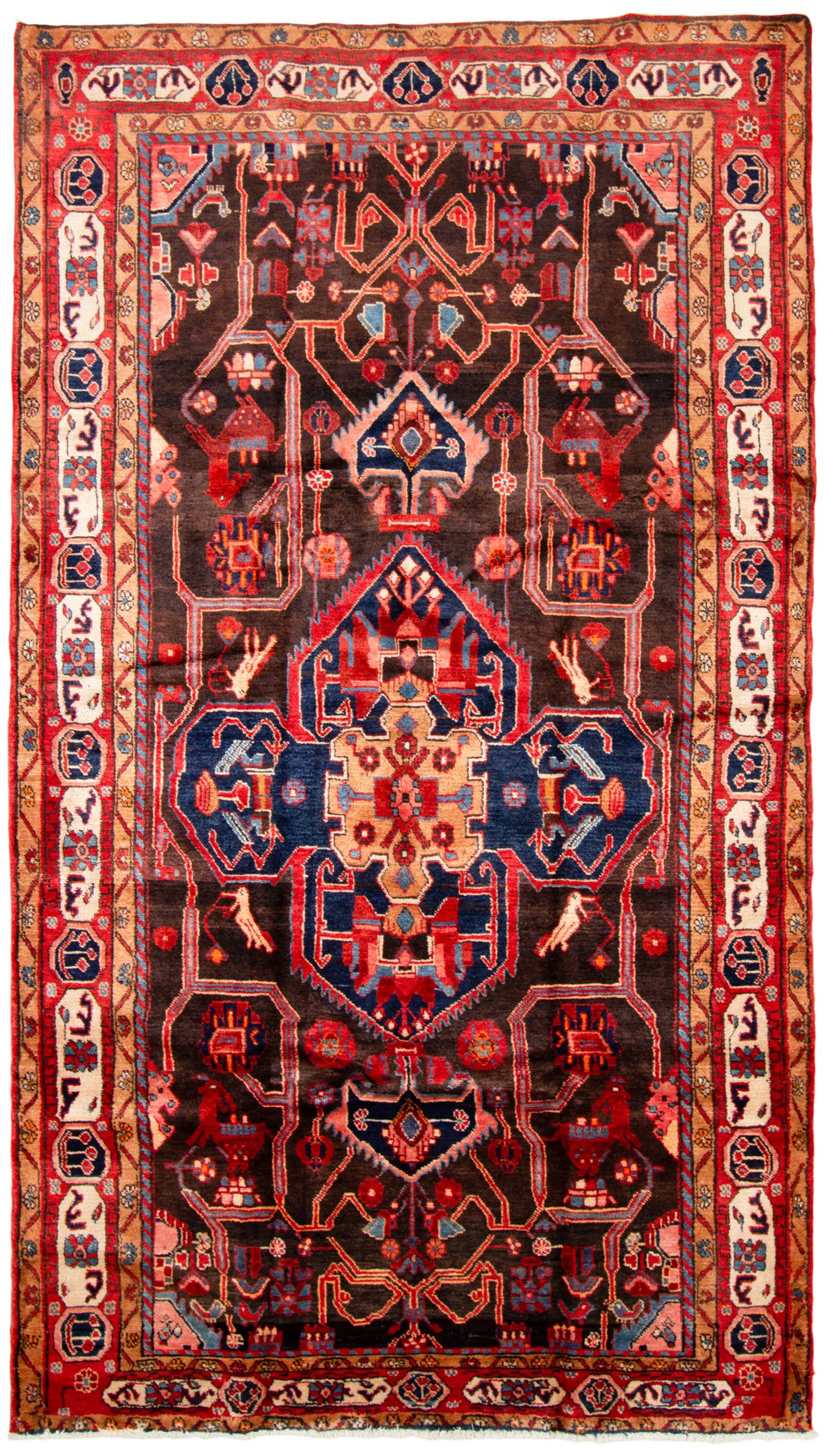Hand-knotted Hamadan  Wool Rug 5'5" x 9'4" Size: 5'5" x 9'4"  