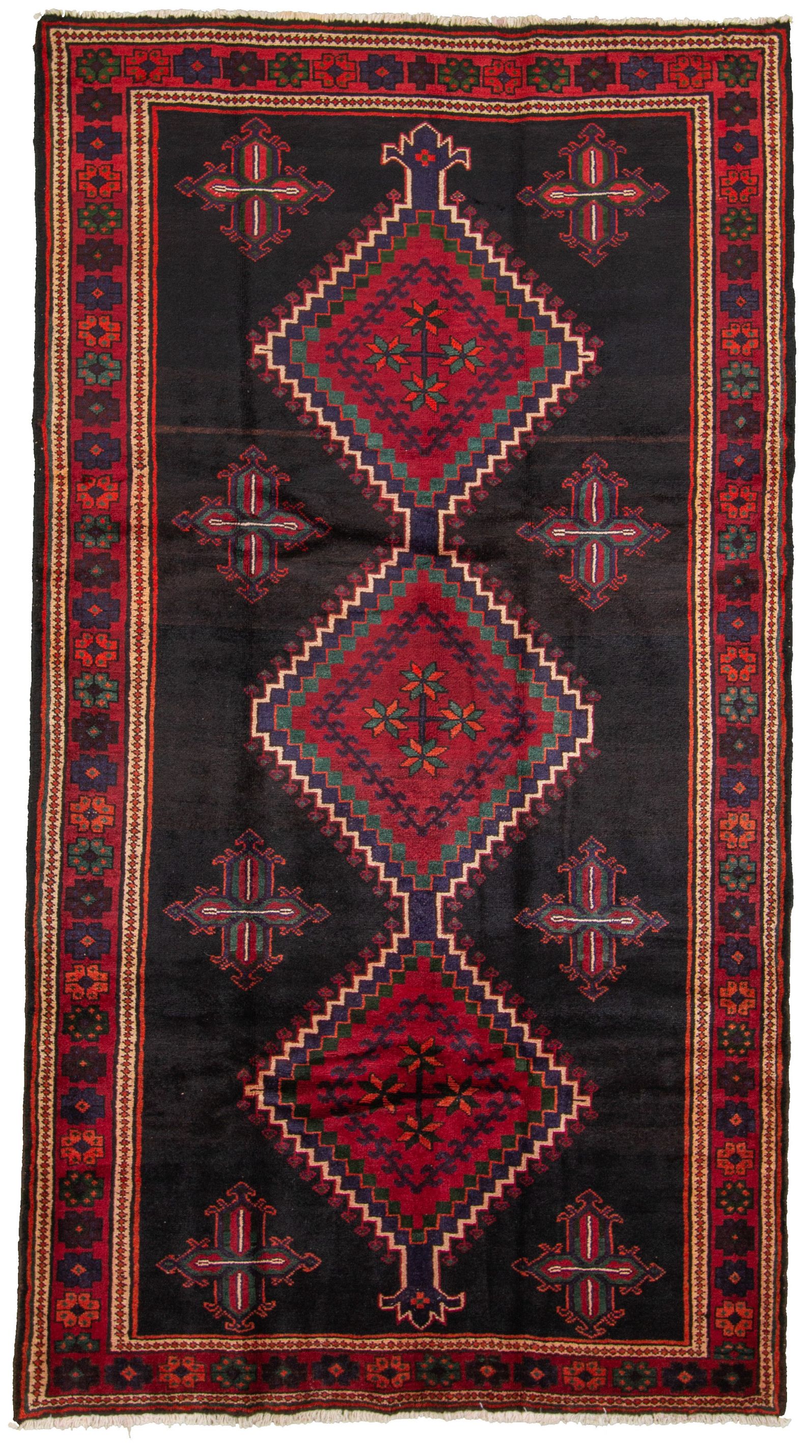 Hand-knotted Hamadan  Wool Rug 5'1" x 9'3"  Size: 5'1" x 9'3"  