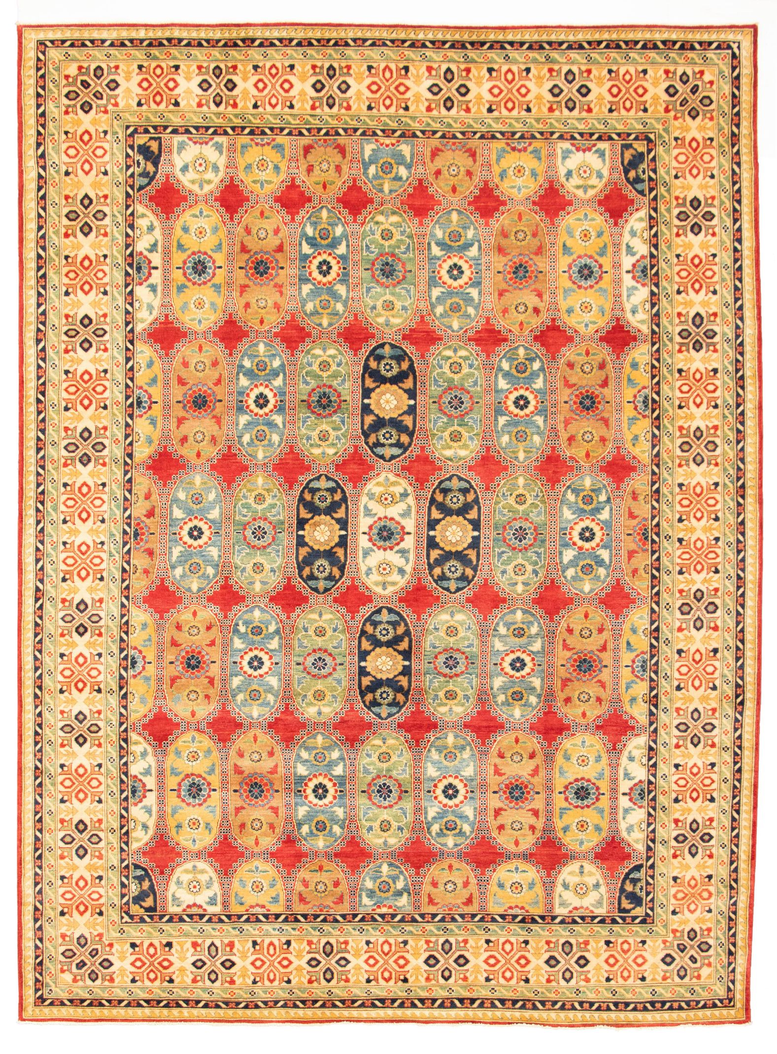 Hand-knotted Finest Gazni Red  Rug 9'2" x 12'4" Size: 9'2" x 12'4"  