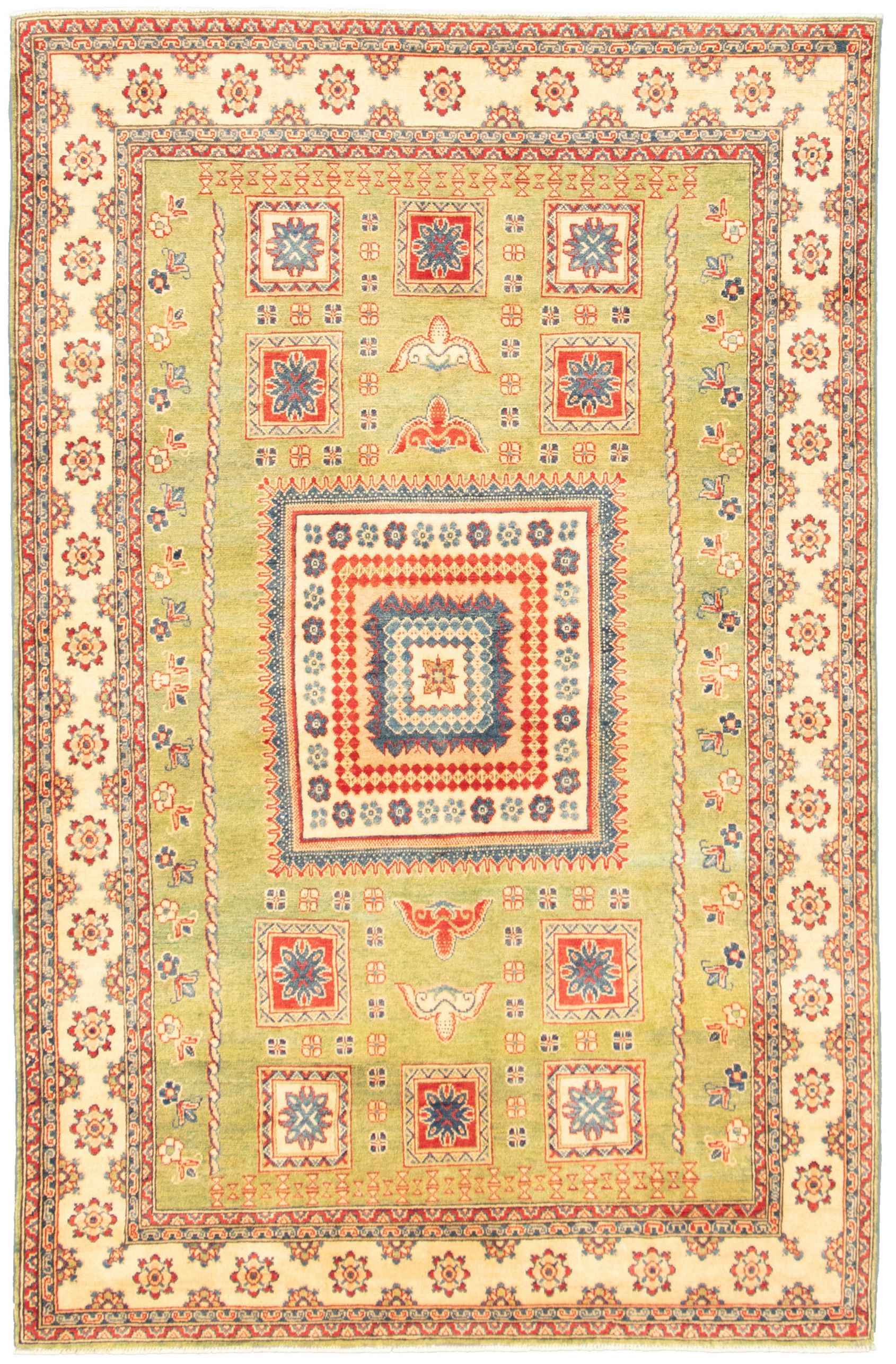 Hand-knotted Finest Gazni Light Green  Rug 5'11" x 9'1" Size: 5'11" x 9'1"  
