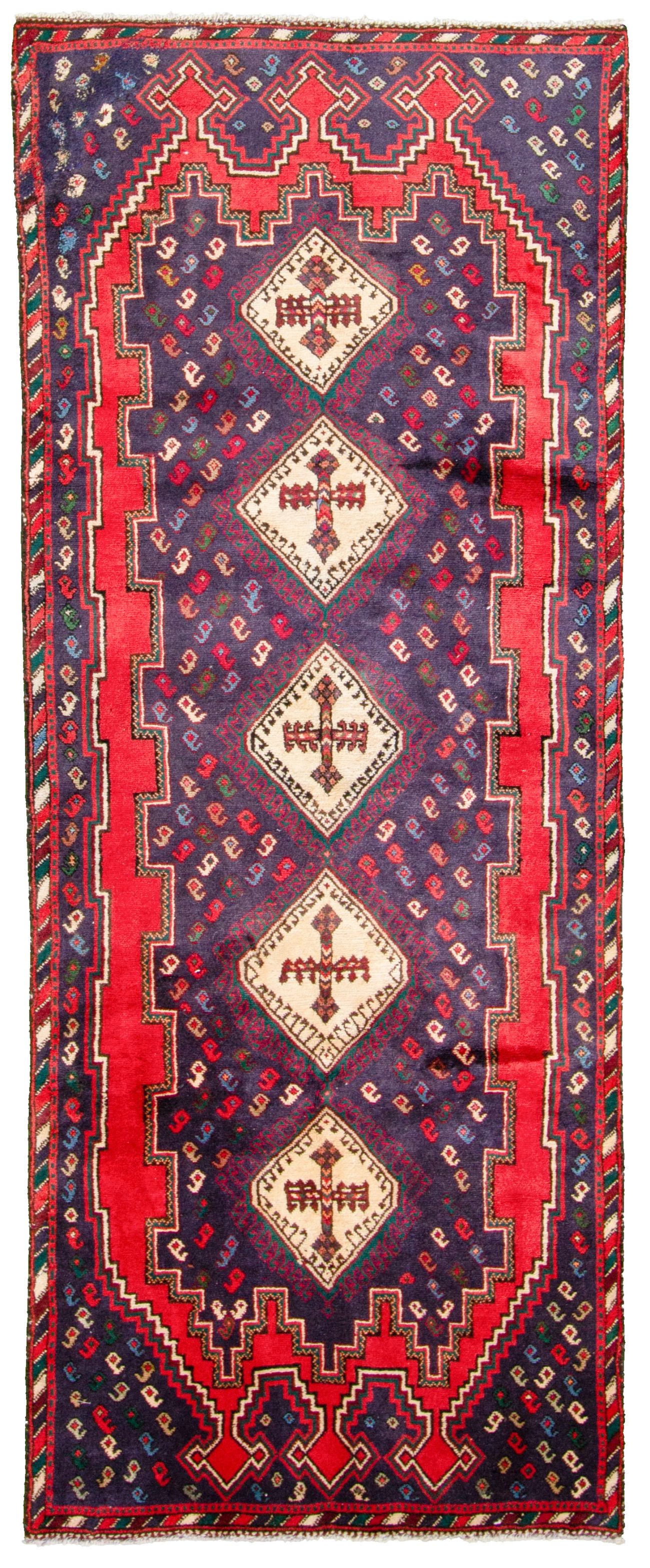 Hand-knotted Hamadan  Wool Rug 3'8" x 7'10" Size: 3'8" x 7'10"  
