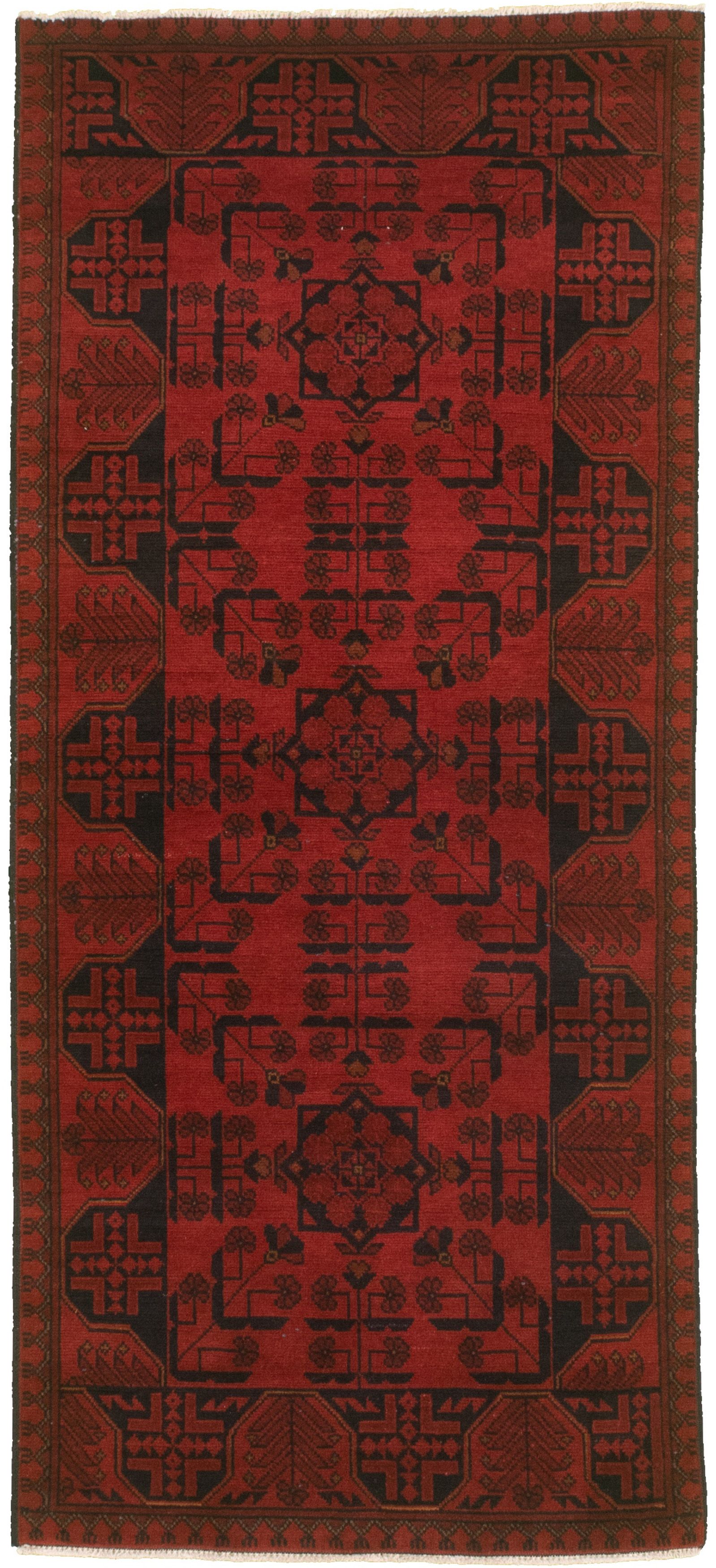 Hand-knotted Finest Khal Mohammadi Red  Rug 2'9" x 6'3" Size: 2'9" x 6'3"  