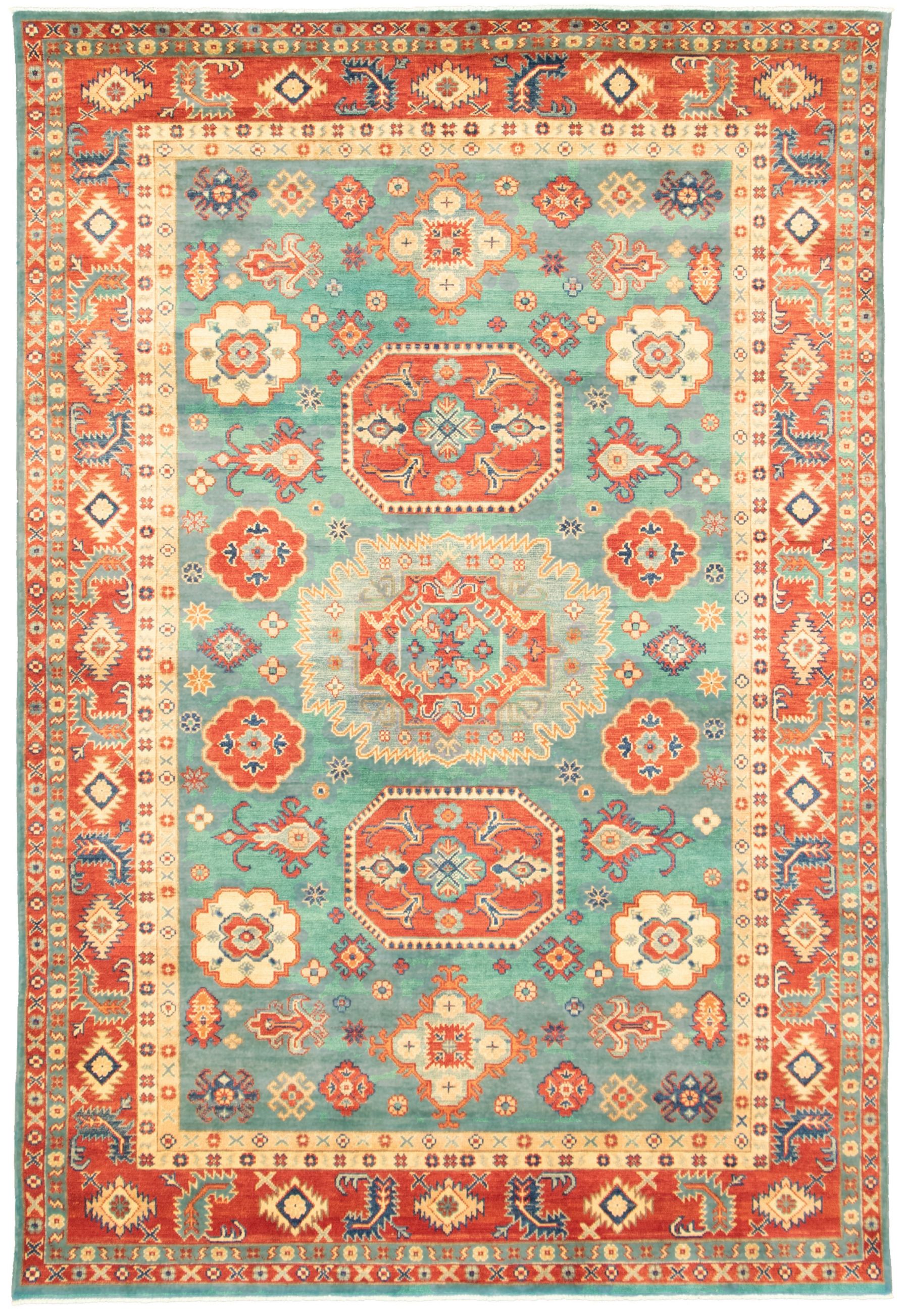 Hand-knotted Finest Gazni Teal  Rug 6'0" x 9'0" Size: 6'0" x 9'0"  
